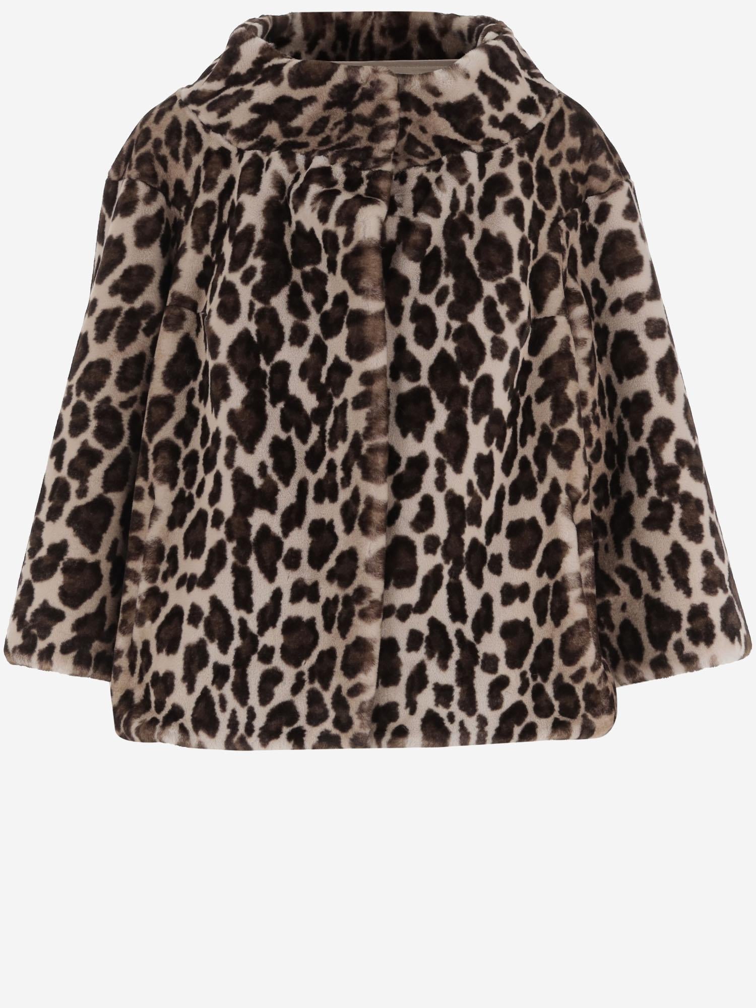 CAPOTTO IN PELLICCIA SINTETICA CON MOTIVO ANIMALIER EF82 LEO005 UNCOMMON 
