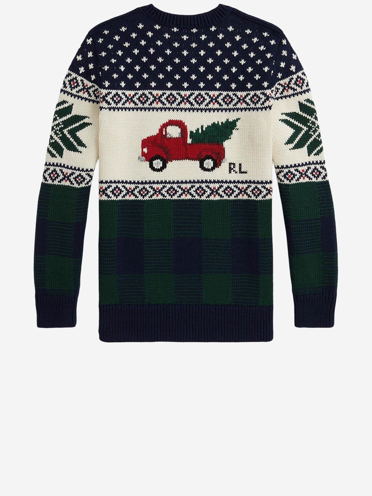 Maglia in cotone con furgone a intarsi 323981051 001 POLO RALPH LAUREN KIDS 