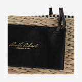 BORSA SMALL IN PAGLIA E PELLE PANDSMALL NERO ANITA BILARDI 