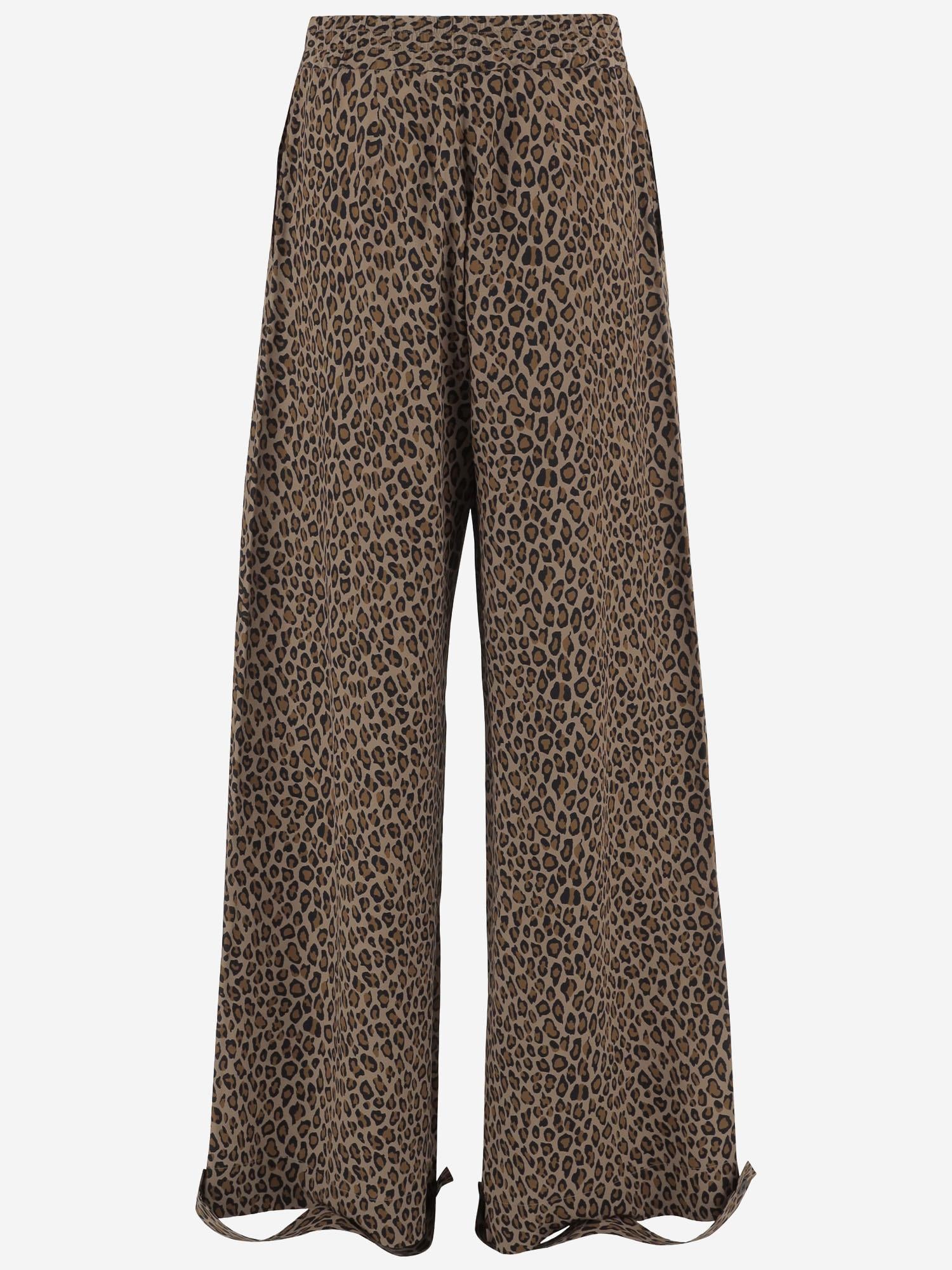 PANTALONI IN MISTO COTONE CON MOTIVO ANIMALIER S26307 0680 SASUPHI 
