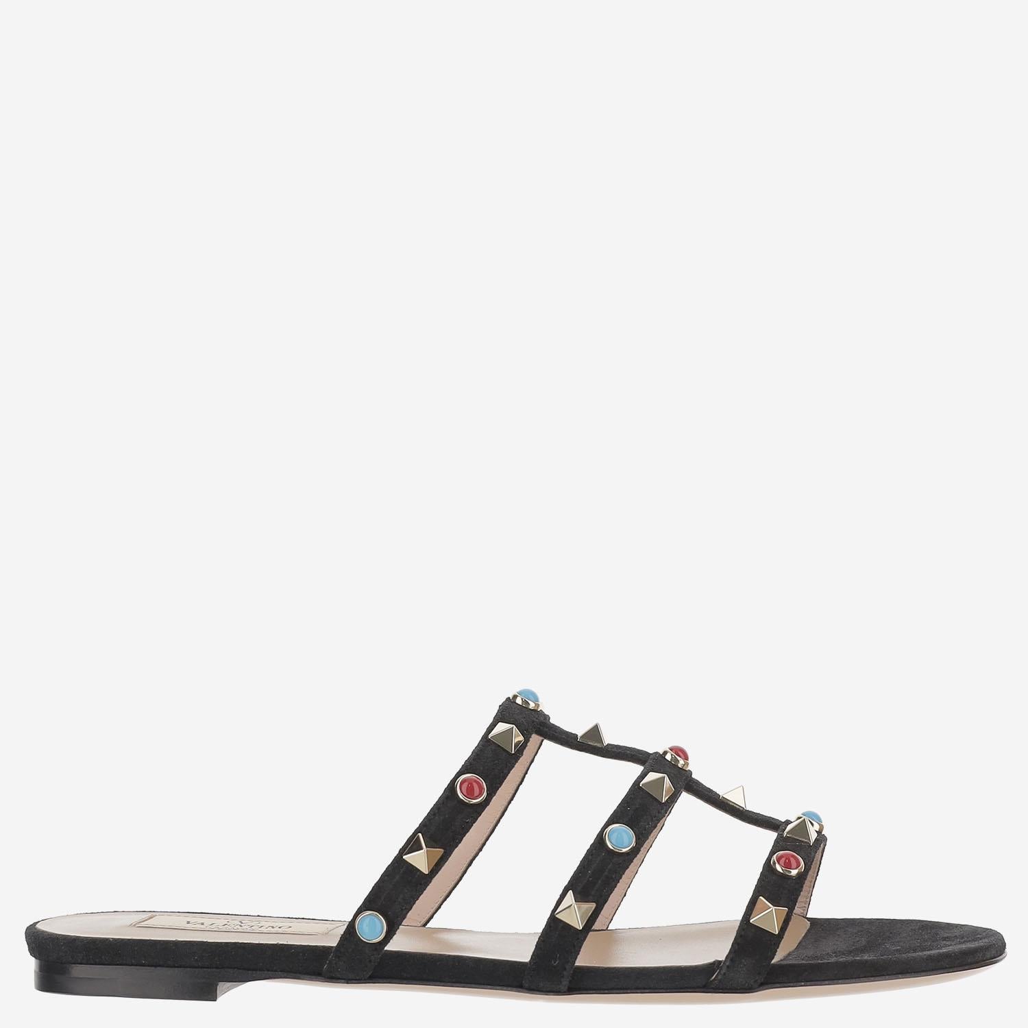 SANDALI SLIDE ROCKSTUD IN SUEDE 8W2S0C49 JTI0NO VALENTINO GARAVANI 