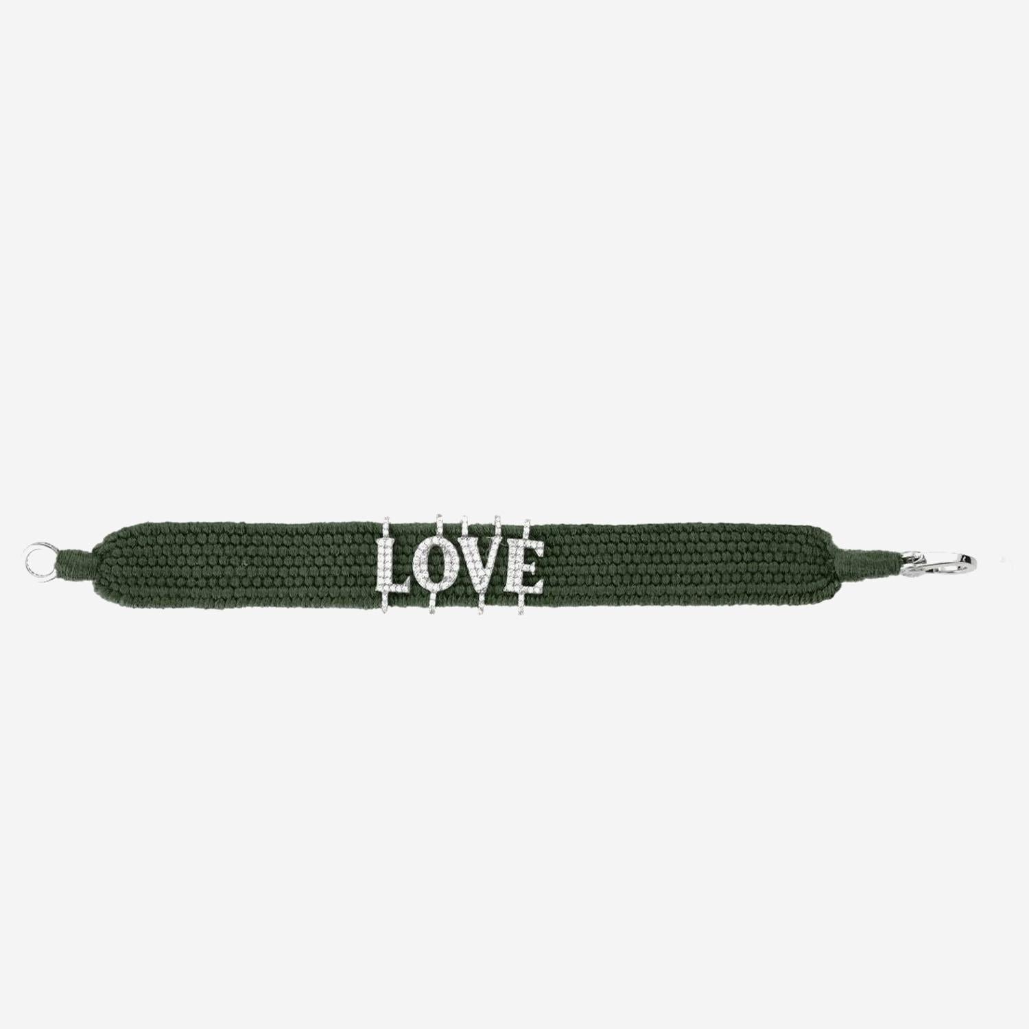 BRACCIALE ALPHA LOVE CON DIAMANTI ALPHA LOVE KAKI SILVIA BINI GIOIELLI 