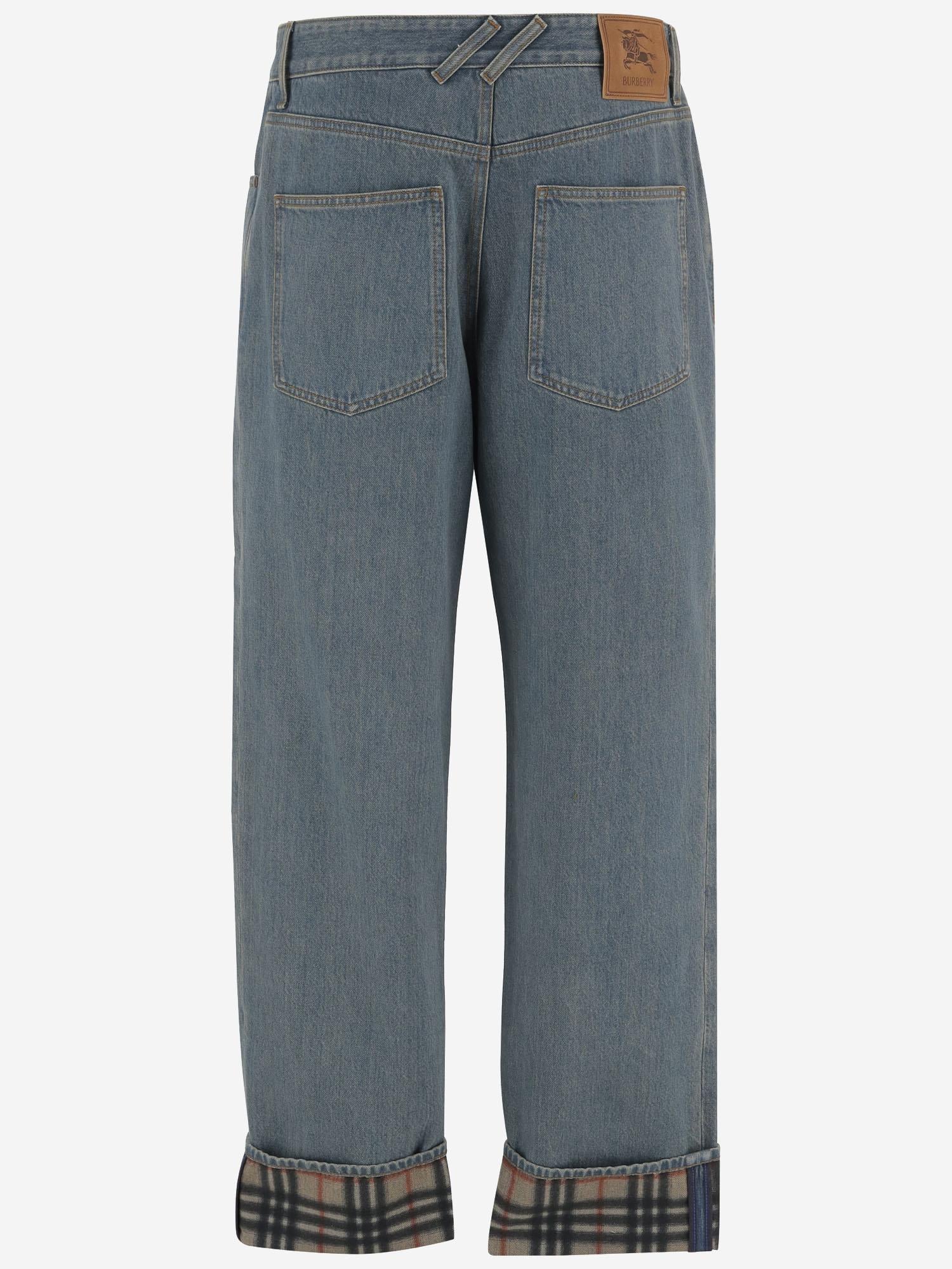 JEANS IN DENIM DI COTONE CON RISVOLTI CHECK 8116361 MIDBLUE BURBERRY 