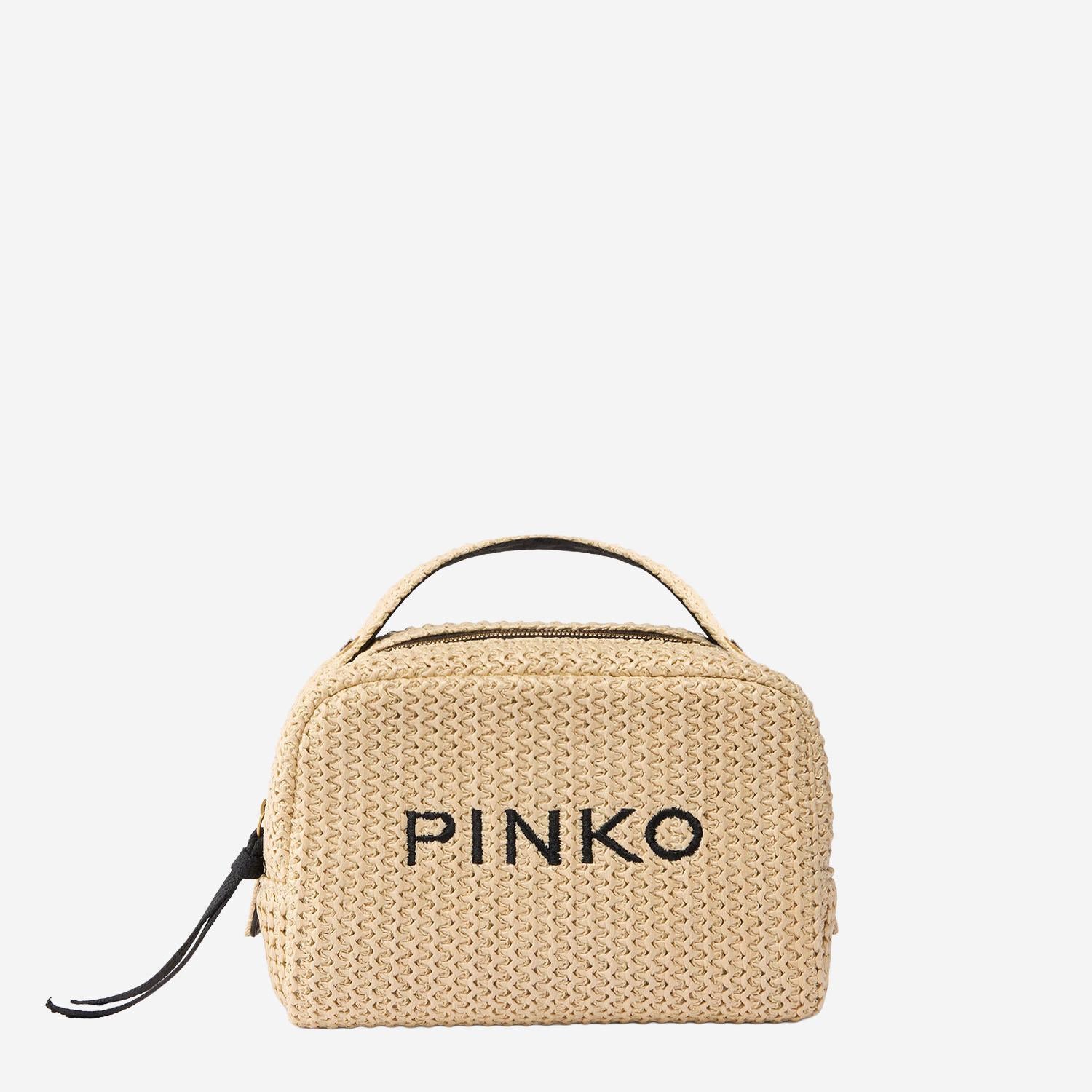 BORSA PICCOLA IN RAFIA CON LOGO 106717 A39YHZ3Q PINKO 