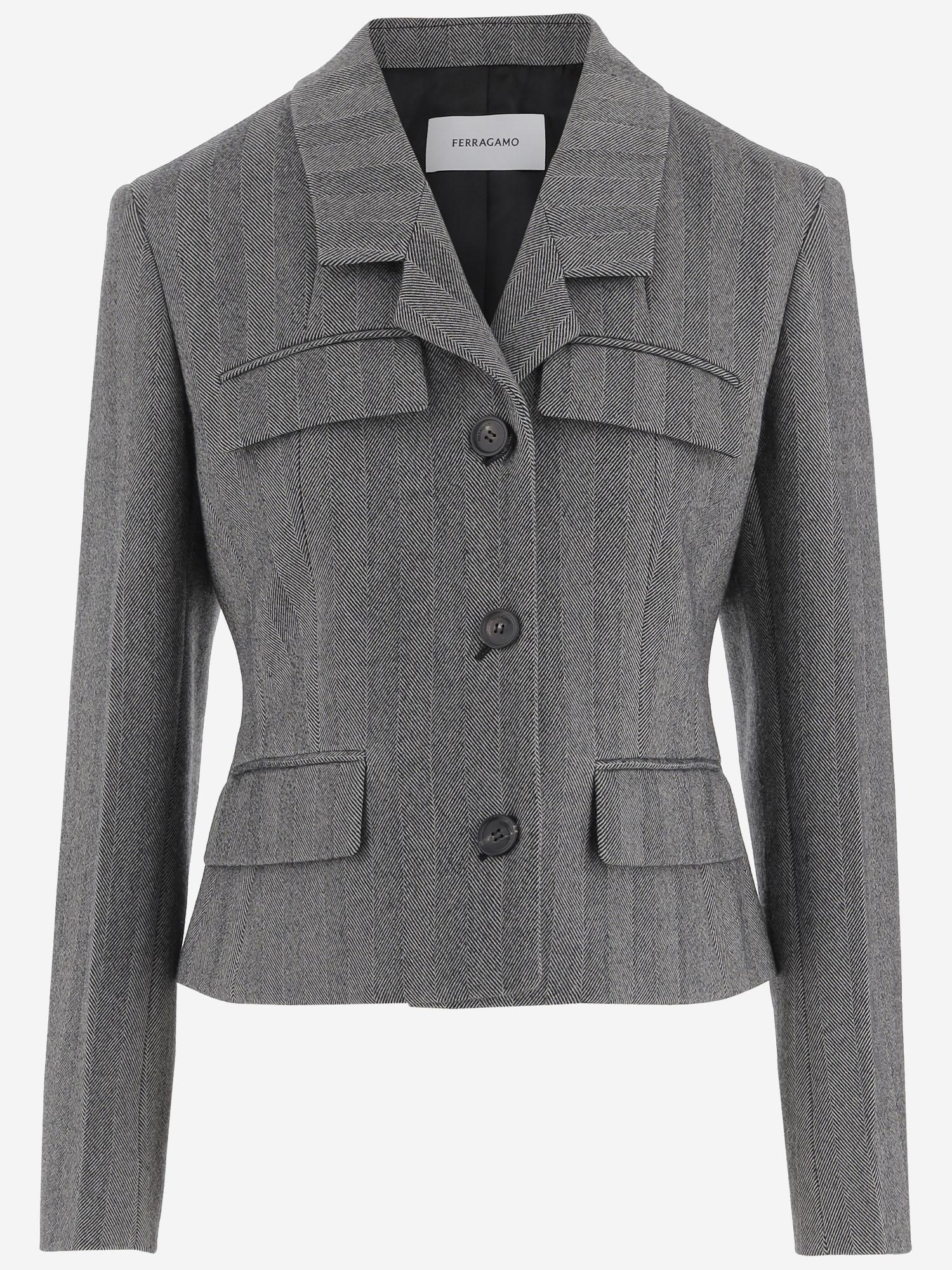 BLAZER MONOPETTO IN CHEVRON 13H682 002NEROWHITE SALVATORE FERRAGAMO 