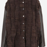 GIUBBOTTO ARMATURA IN PELLE CON MOTIVO QUADRATO T005 LEASQBROWN NICCOLO PASQUALETTI 