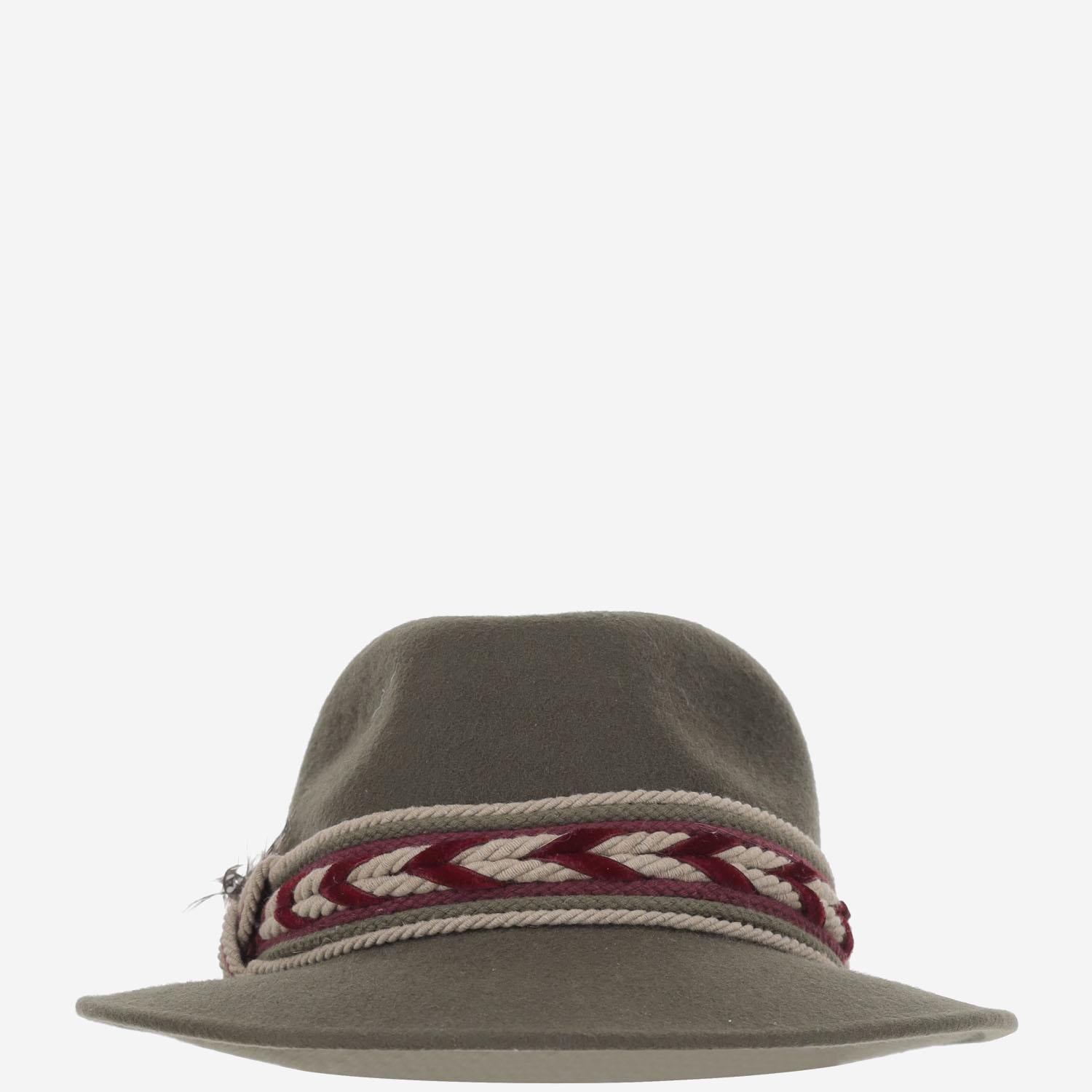 CAPPELLO fedora IN LANA GREENHATBORDEAUXRIBBON NATURAL ALEXIA ALVAREZ DE TOLEDO 