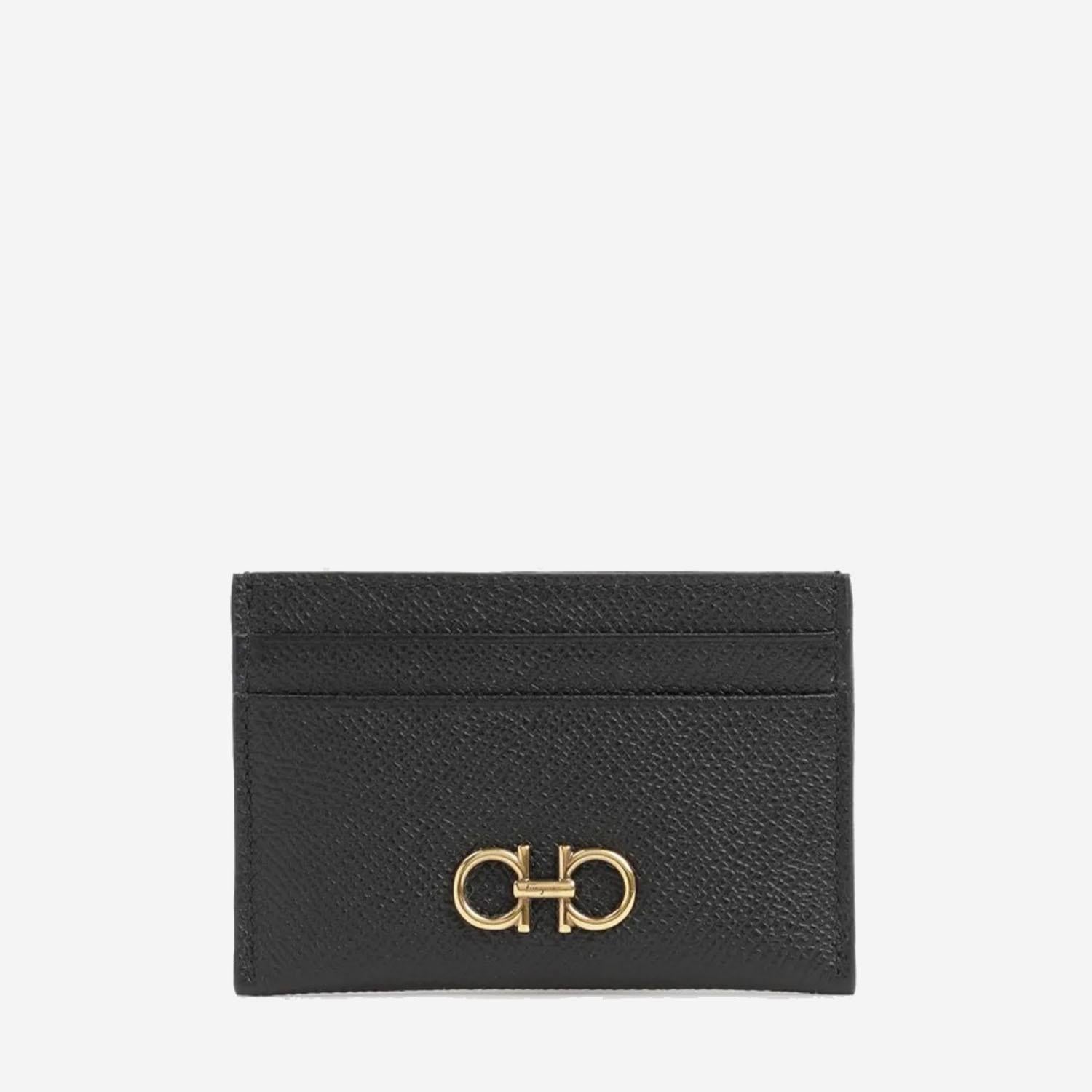 PORTACARTE GANCINI 220007 001NERO SALVATORE FERRAGAMO 