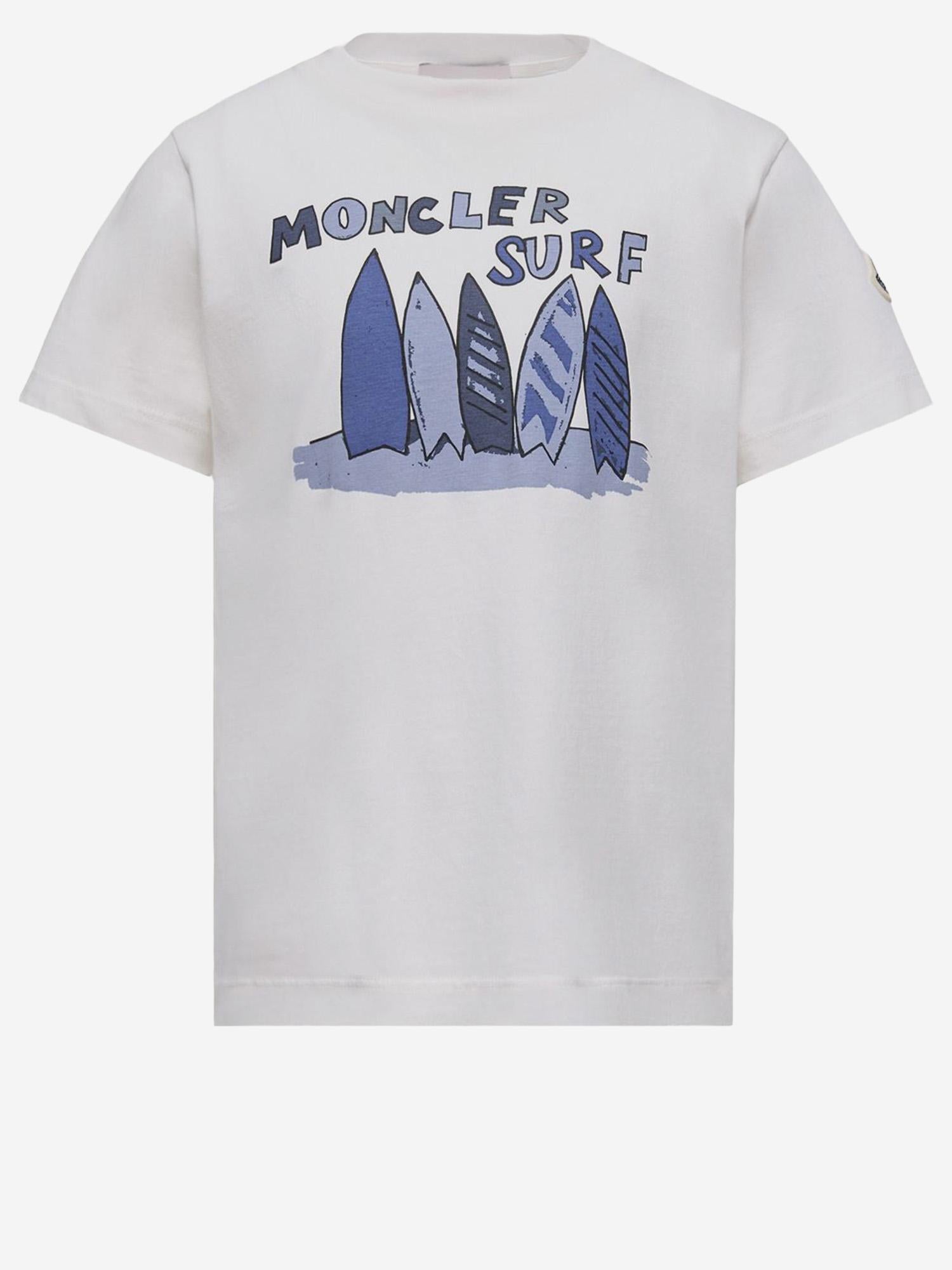 T-shirt in cotone con logo 8C0002589AFV 034 MONCLER ENFANTS 
