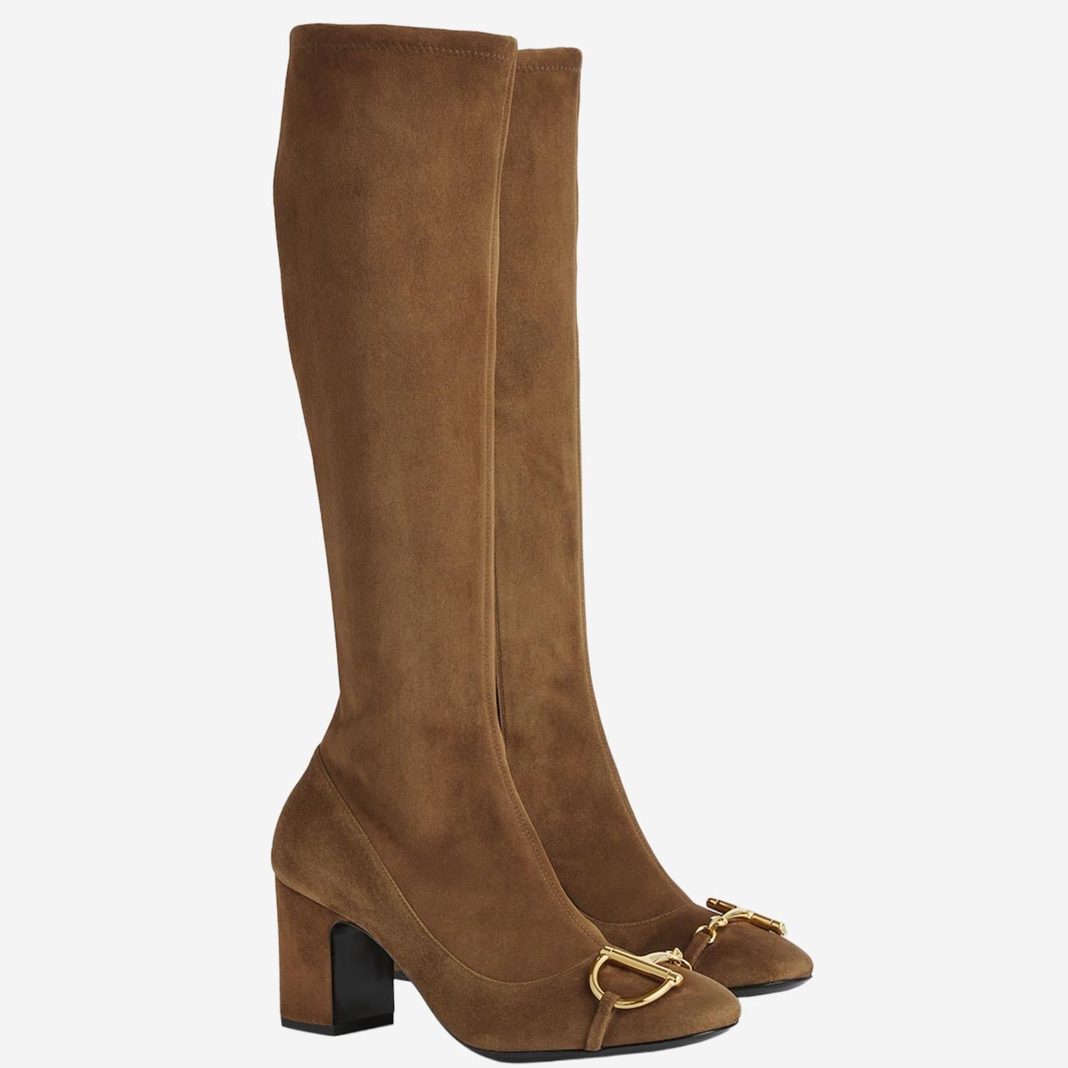 Stivali alti con mezzo morsetto in pelle scamosciata 851420 AAFMU2118 GUCCI 