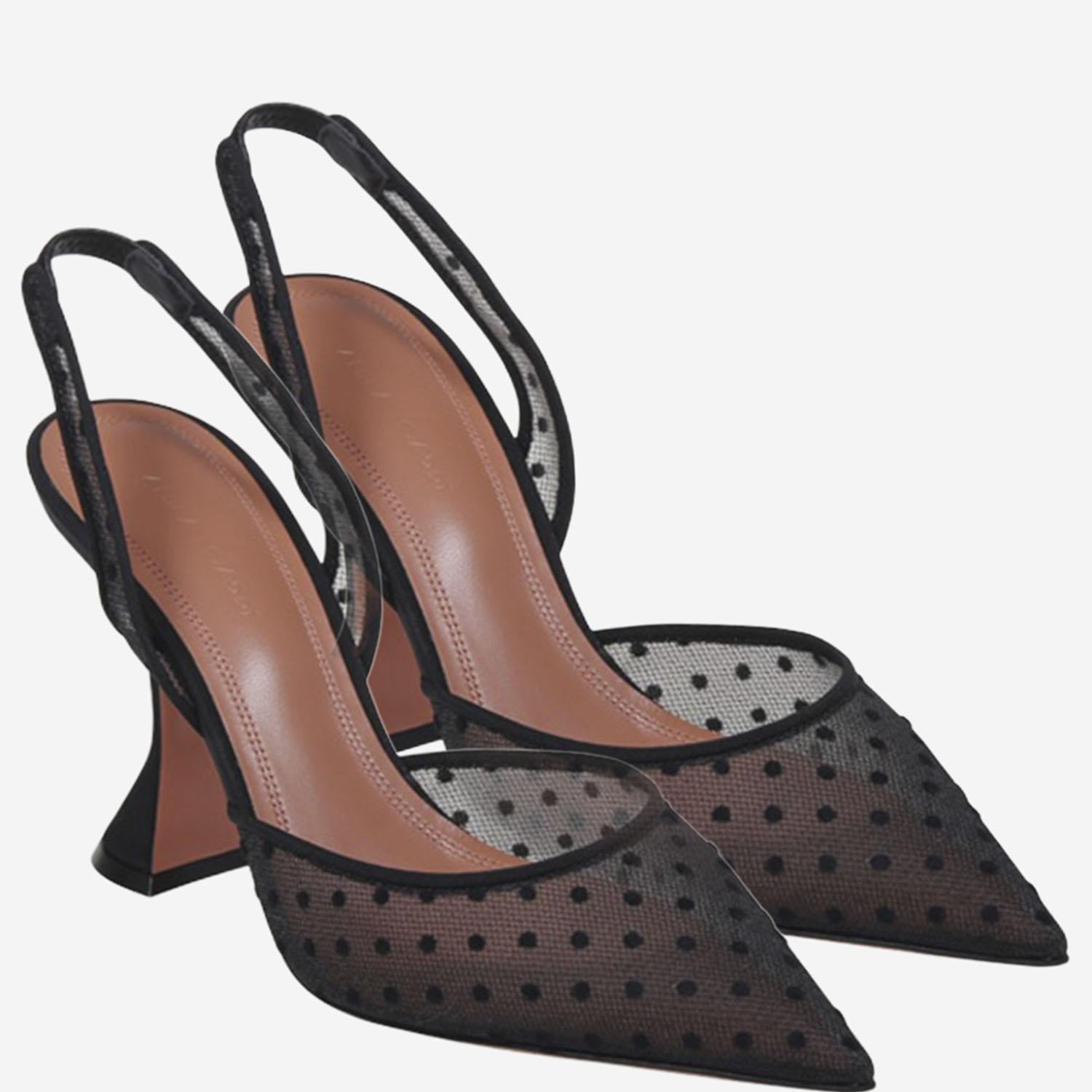 Holli slingback in tessuto HOLLILACESLING BLACK AMINA MUADDI 