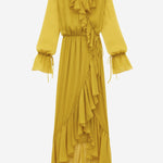 abito lungo a balze in seta 825705 Y3F227789 SAINT LAURENT 