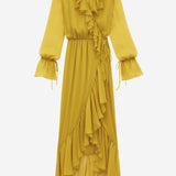 abito lungo a balze in seta 825705 Y3F227789 SAINT LAURENT 