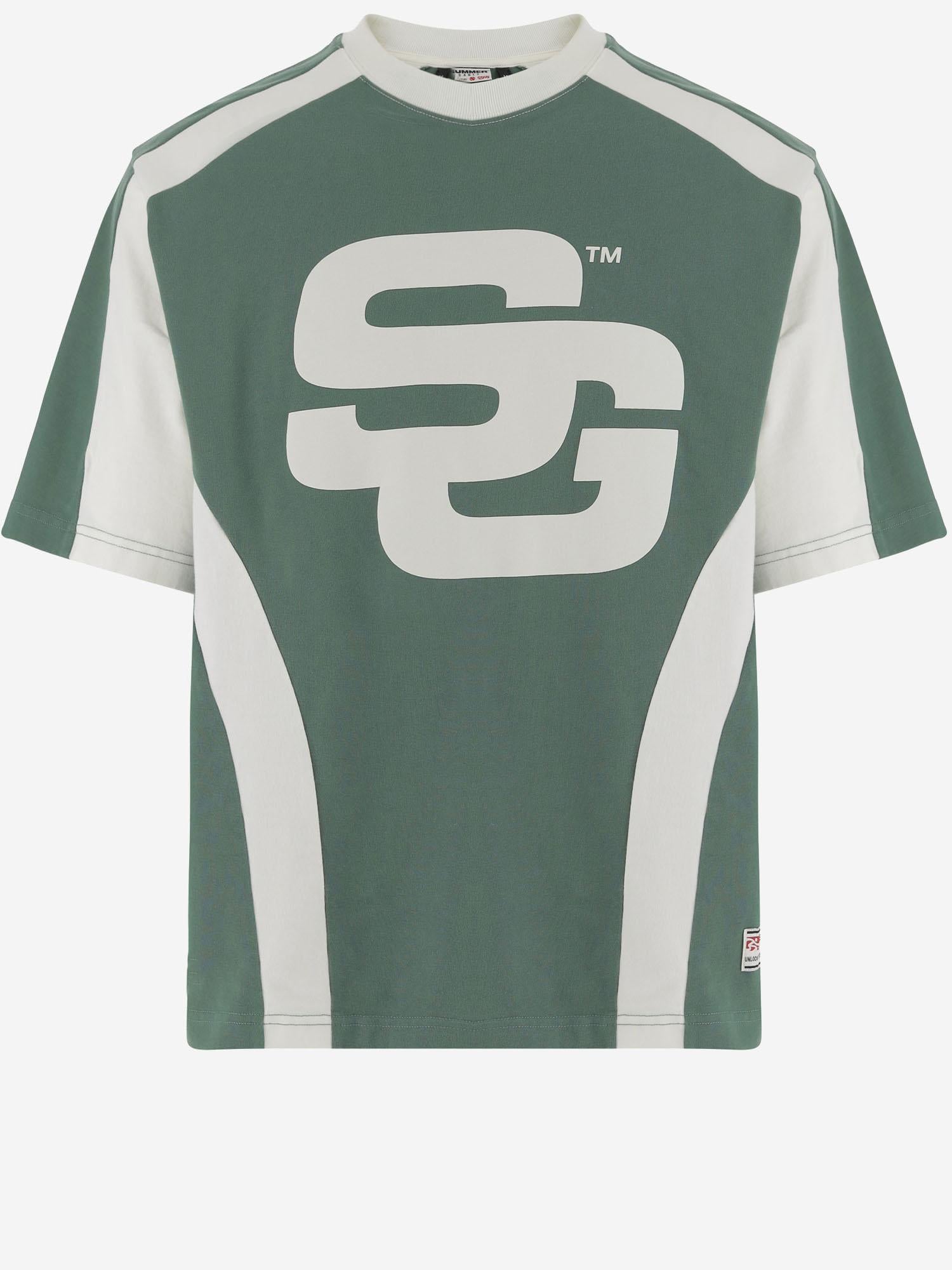 T-SHIRT IN COTONE CON LOGO SG2510106 HUNTERGREENCANNOLICREAM SUMMER GAMES 