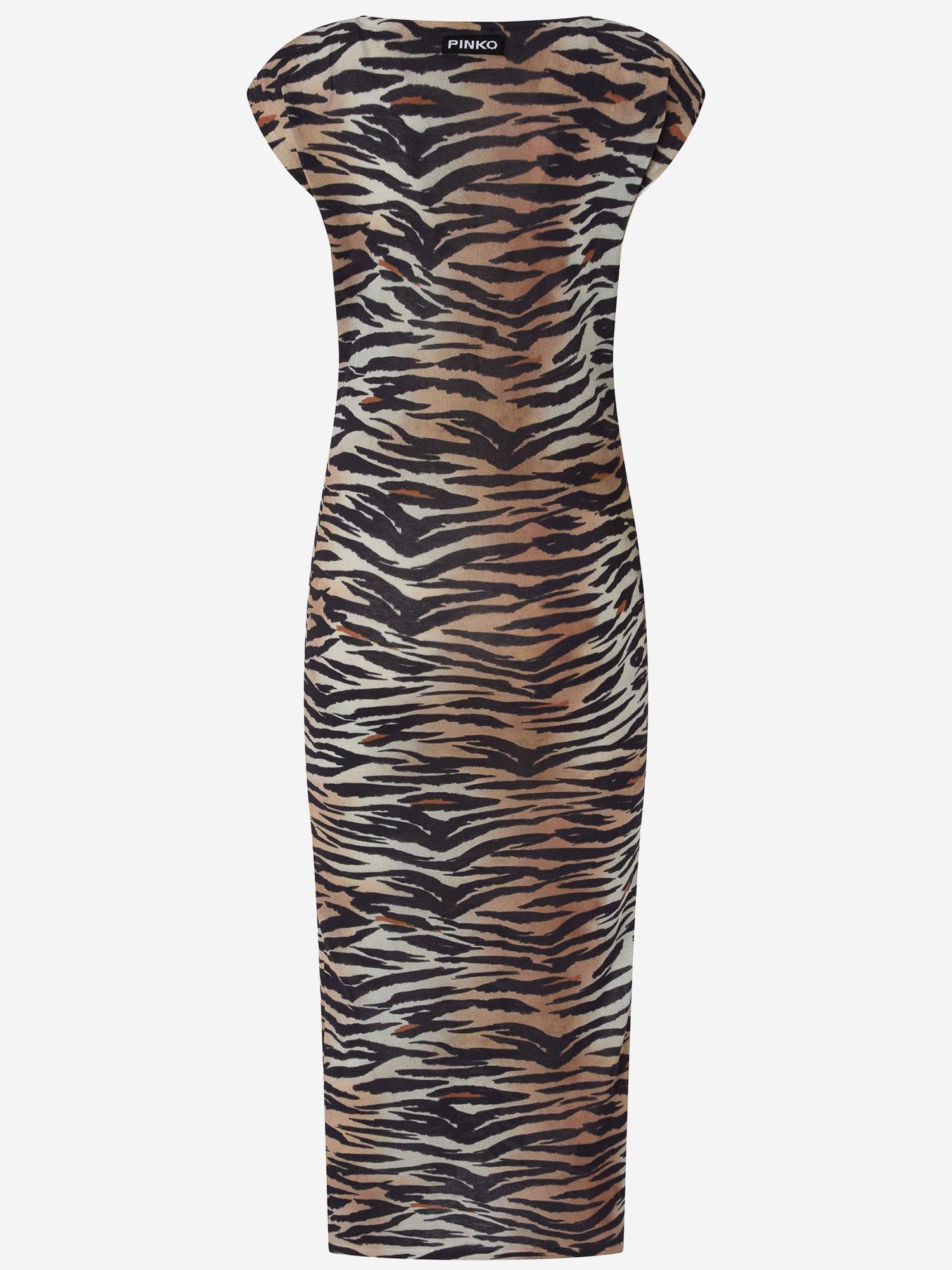 ABITO MIDI A TUBINO CON STAMPA ANIMALIER 106371 A356ZC8 PINKO 