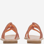 SANDALI IN PELLE CON STRASS TASO ARANCIO KIMA 