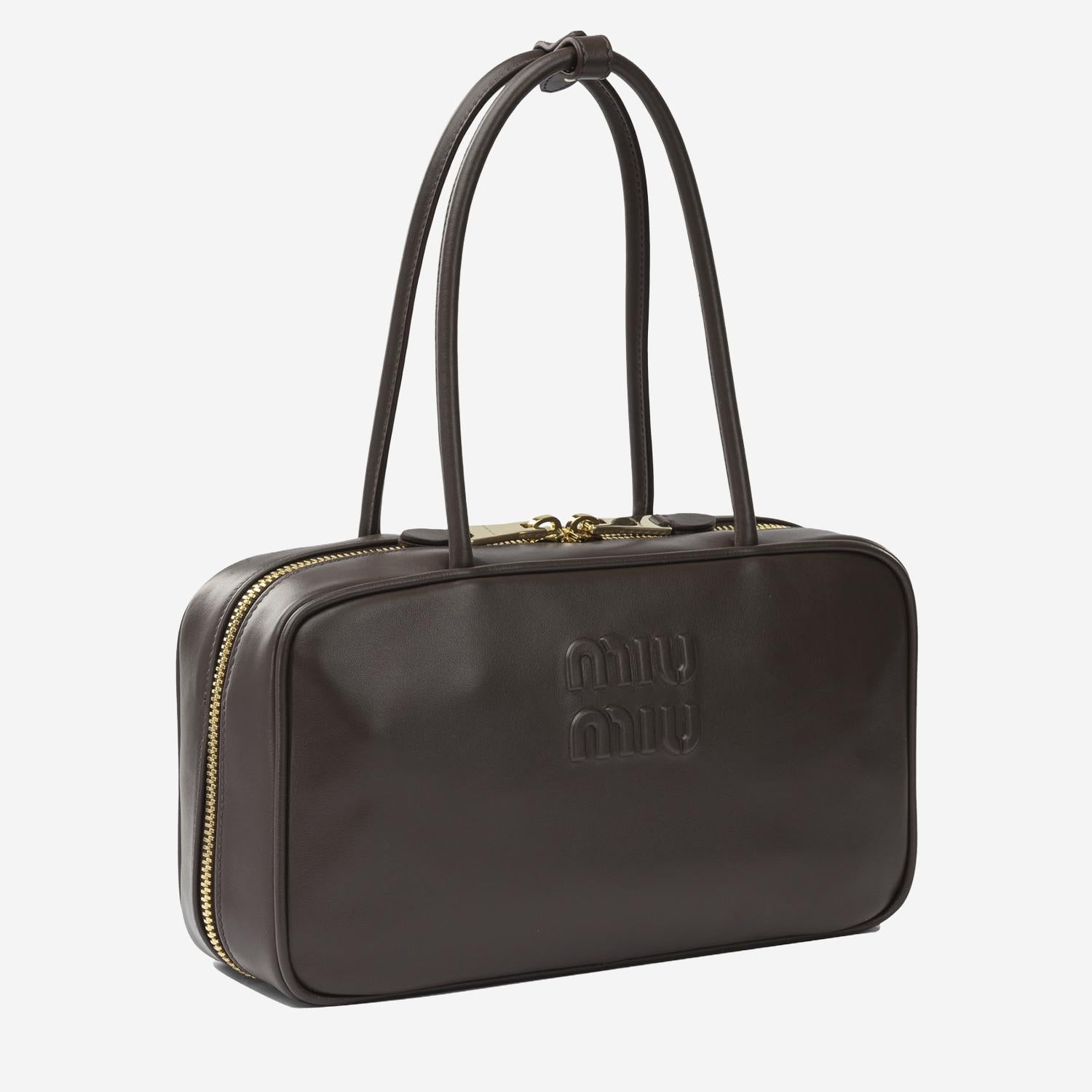 BORSA BEAU IN PELLE CON LOGO 5BB172 2CRWF0NBL MIU MIU 