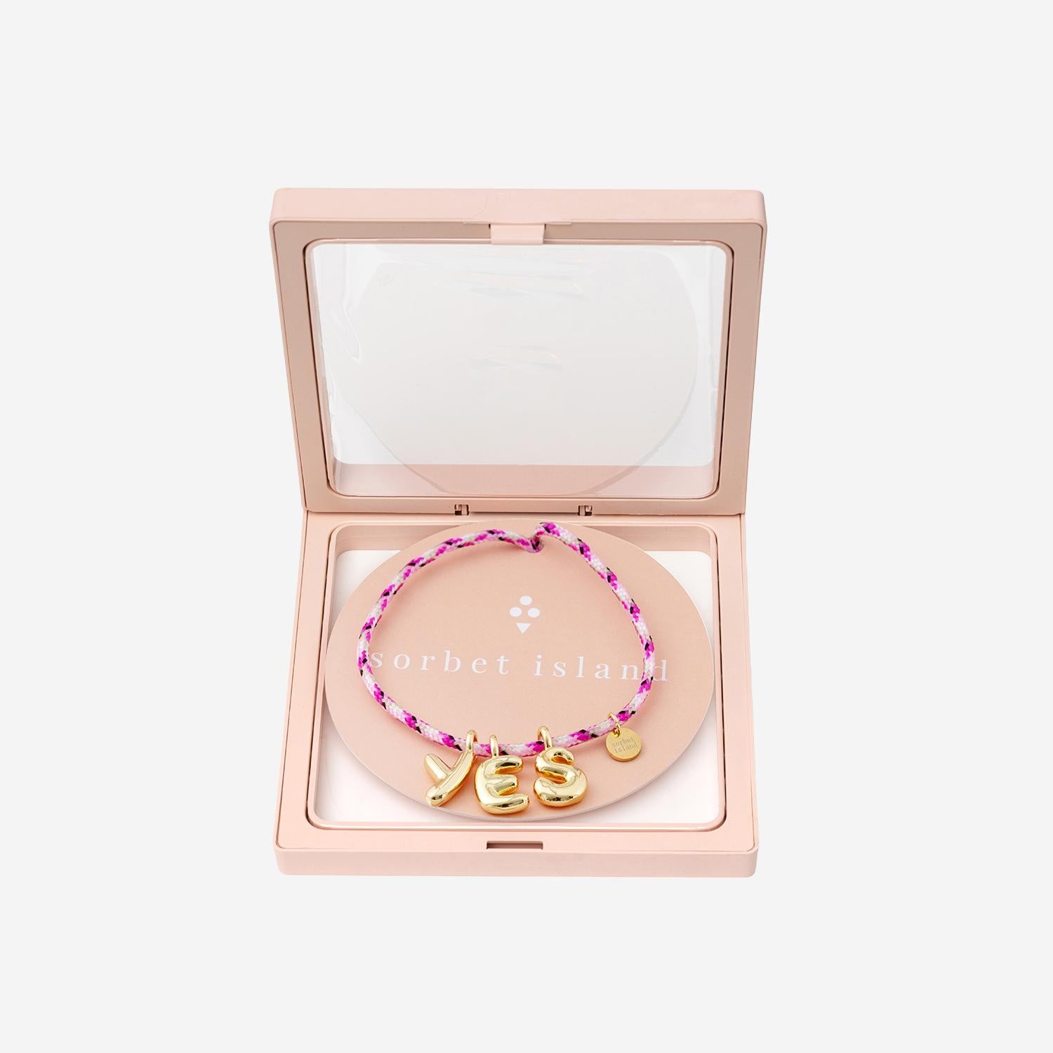 COLLANA IN TESSUTO E METALLO BUBBLELETTERSGOLDPLATED YES SORBET ISLAND 