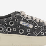 SNEAKERS IN CAMOSCIO CON OCCHIELLI METALLICI AULWTF01 SUEHOLBLKSILV AUTRY 