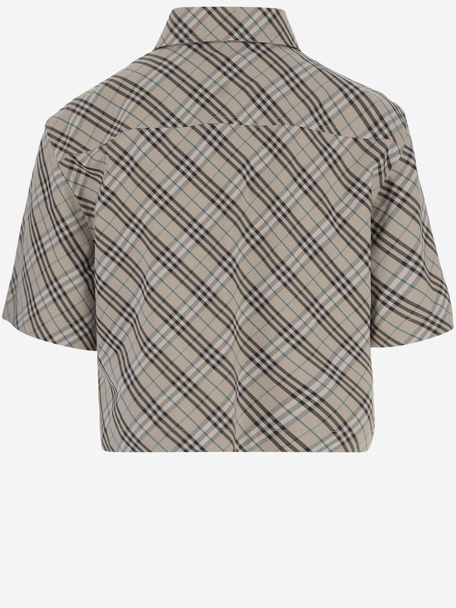 CAMICIA CROPPED IN COTONE CON MOTIVO CHECK 8101121 HUSK IP CHECK BURBERRY 
