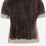 T-SHIRT IN CASHMERE CON EFFETTO SFUMATO D301AE WHITE OLIVER LATTUGHI 