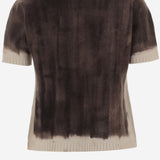 T-SHIRT IN CASHMERE CON EFFETTO SFUMATO D301AE WHITE OLIVER LATTUGHI 