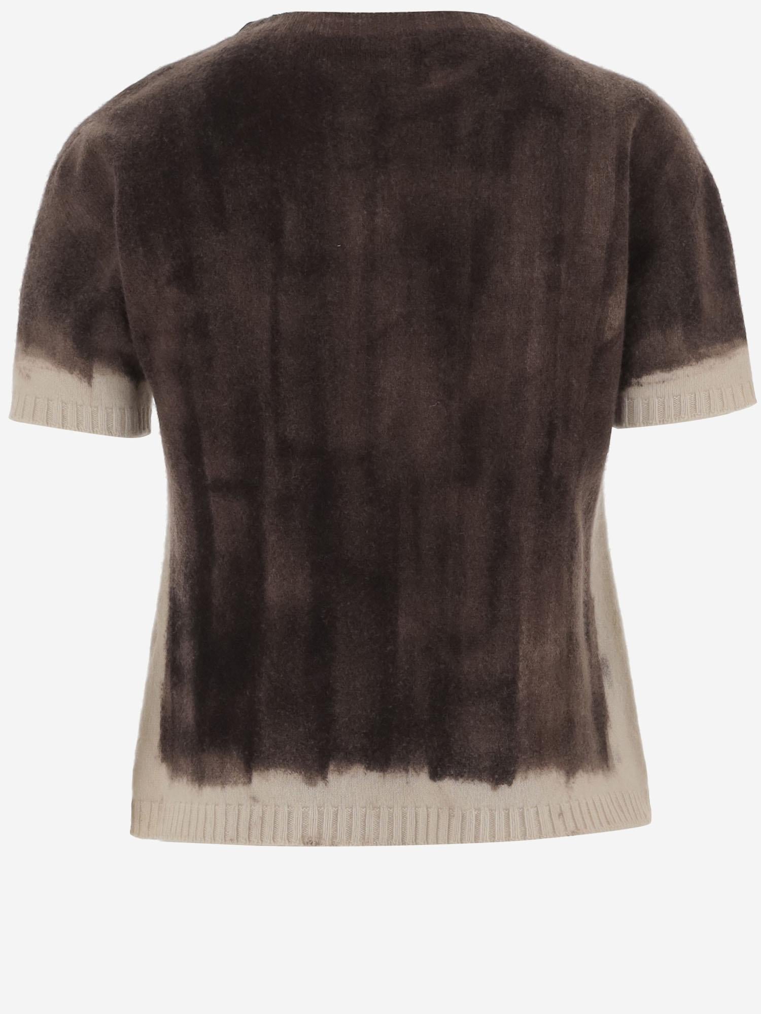 T-SHIRT IN CASHMERE CON EFFETTO SFUMATO D301AE WHITE OLIVER LATTUGHI 