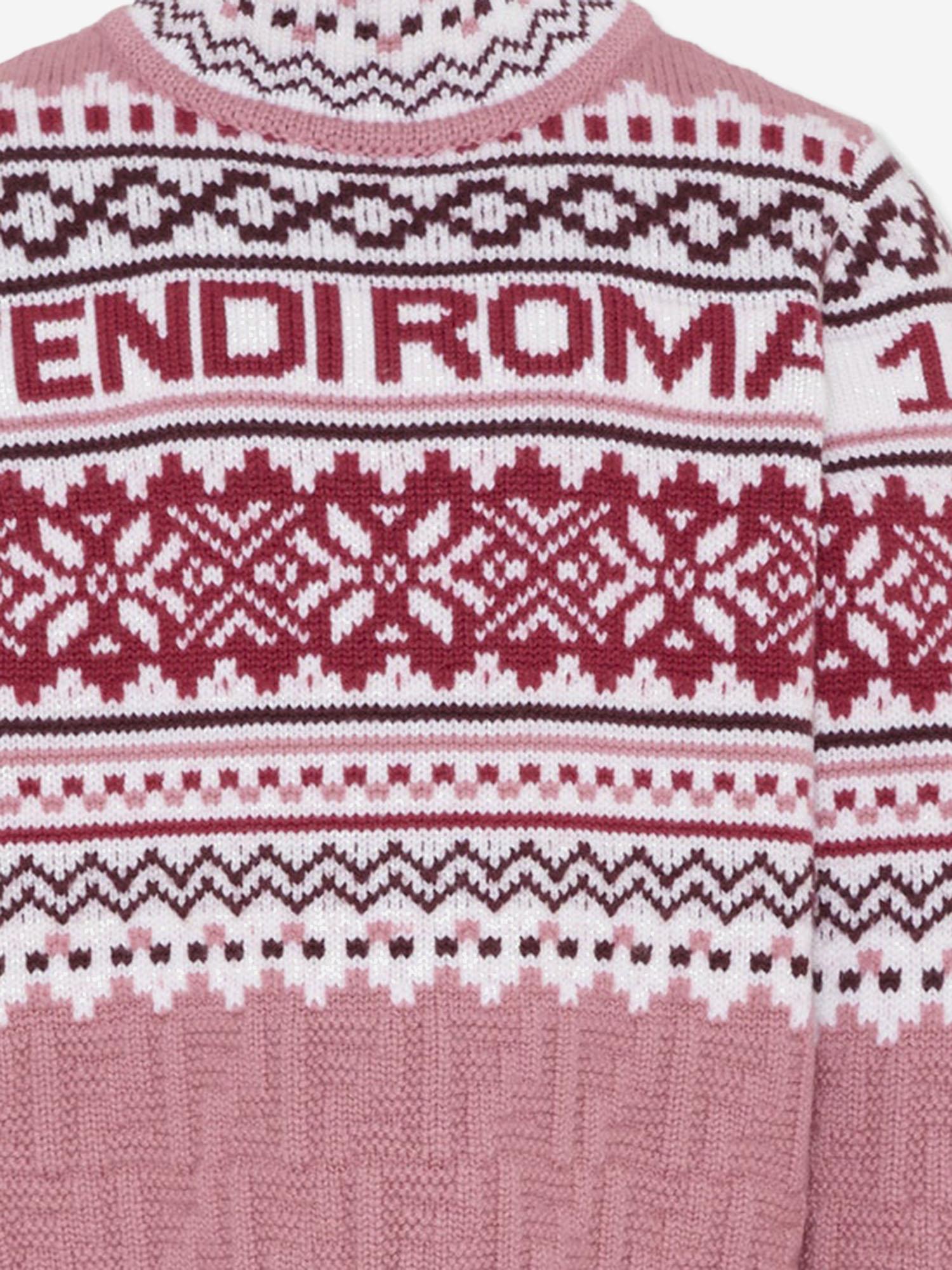 MAGLIONE IN LANA CON LOGO E MOTVIO GEOMETRICO JFG235 AYMSF1T6P FENDI KIDS 