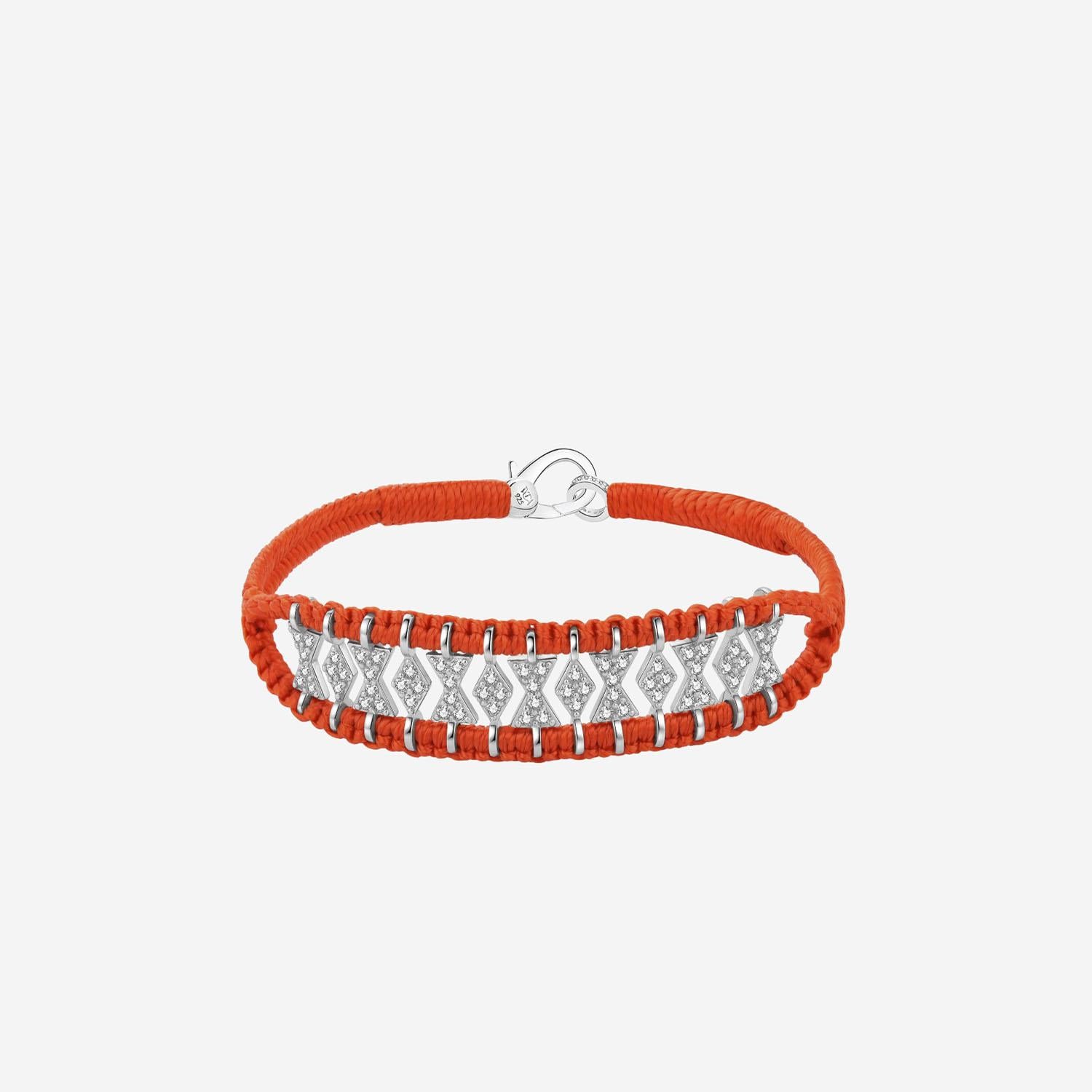 BRACCIALE ARGENTO CON TESSUTO INTRECCIATO BUZIOS ORANGE SILVIA BINI GIOIELLI 