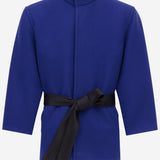 Cappotto boxy con cintura in lana 850307 Y5J784146 SAINT LAURENT 