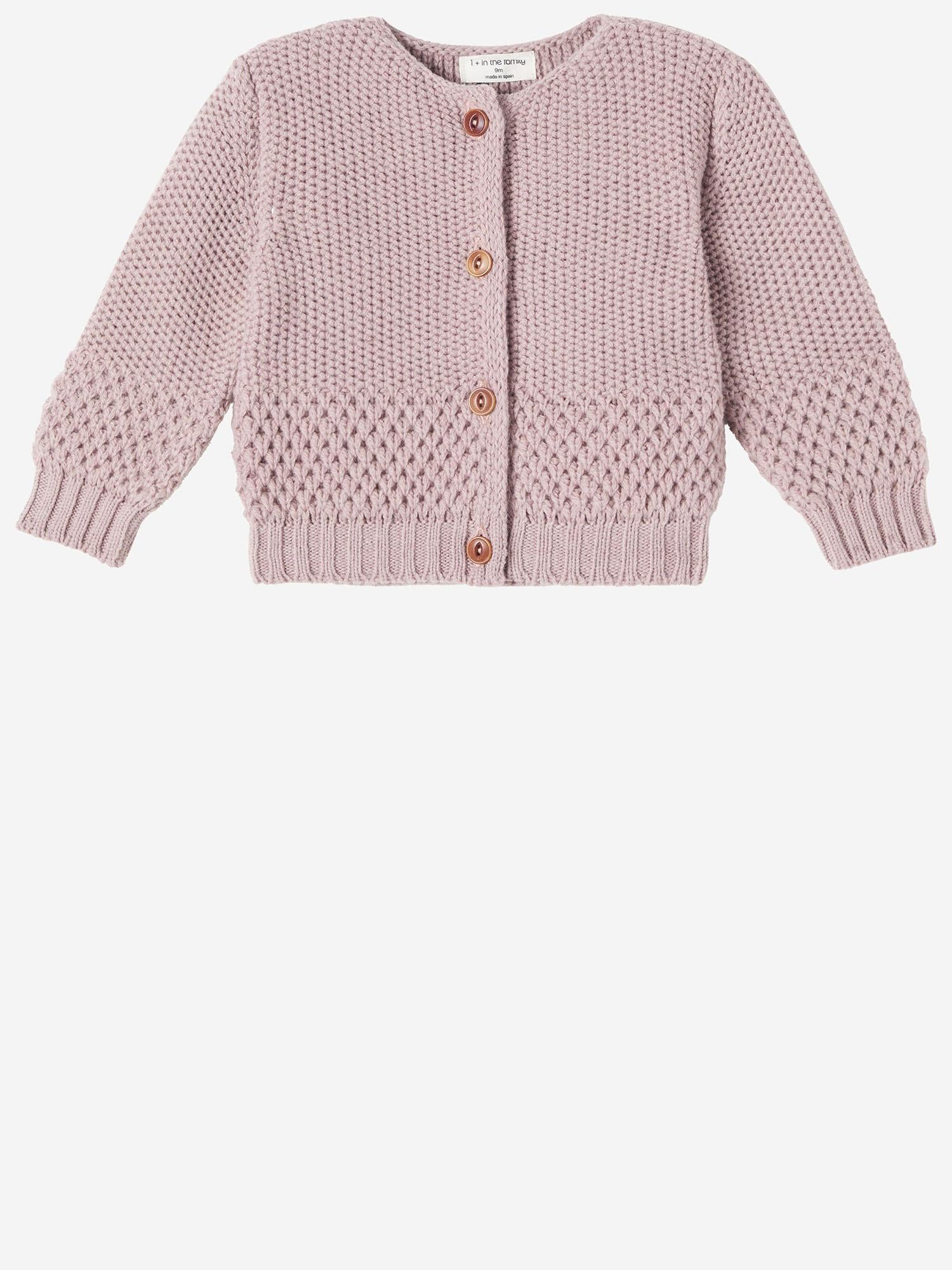 CARDIGAN MALENE IN LANA E ACRILICO 25W210 NUDE 1+ IN THE FAMILY KIDS 