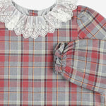 ABITO IN COTONE A QUADRI CON COLLETTO IN PIZZO W05GDRW00075 352A BONPOINT KIDS 