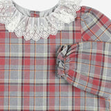 ABITO IN COTONE A QUADRI CON COLLETTO IN PIZZO W05GDRW00075 352A BONPOINT KIDS 