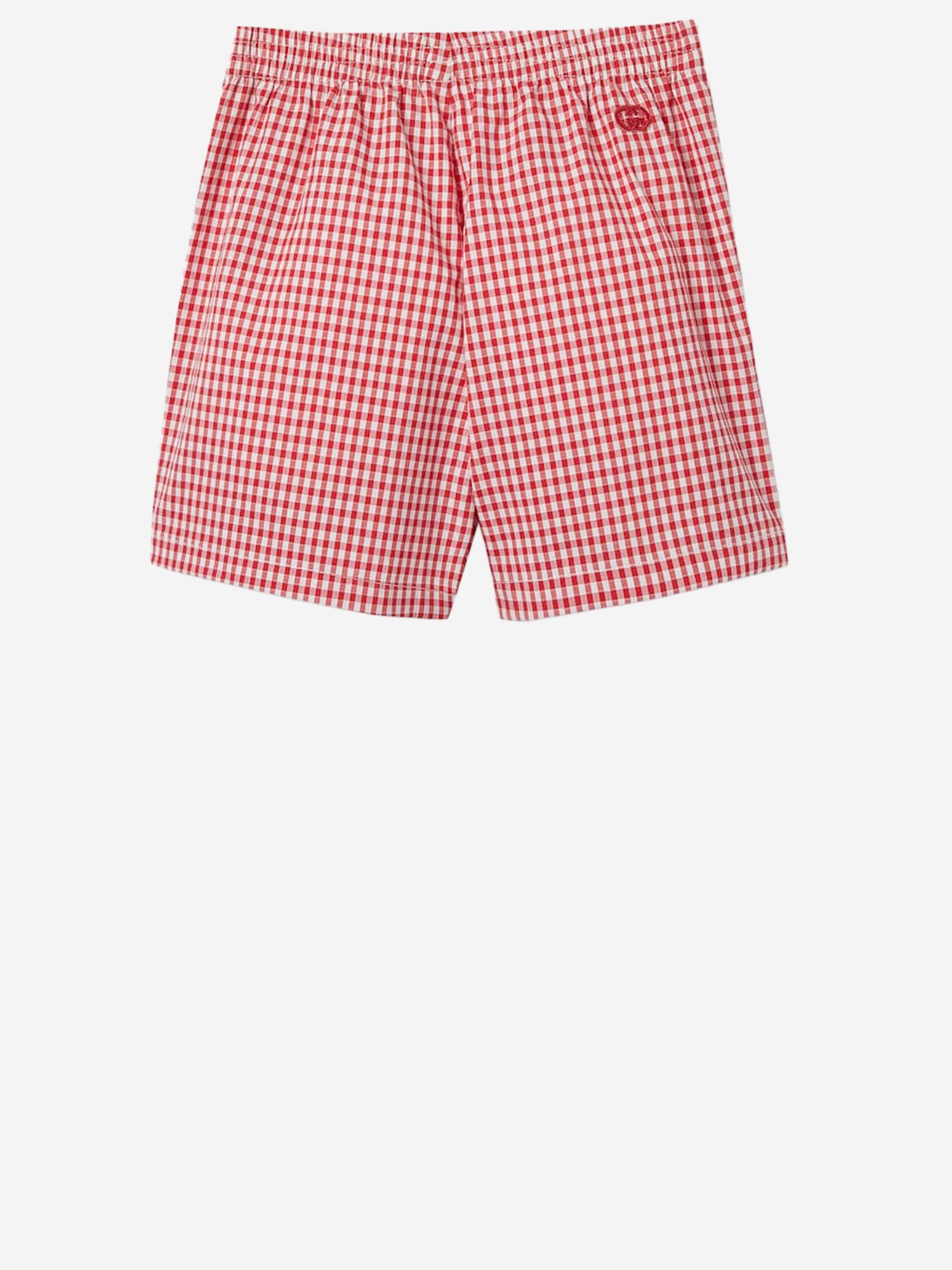 PANTALONI CORTI IN COTONE A QUADRETTI 848699 XWA7X6312 GUCCI KIDS 