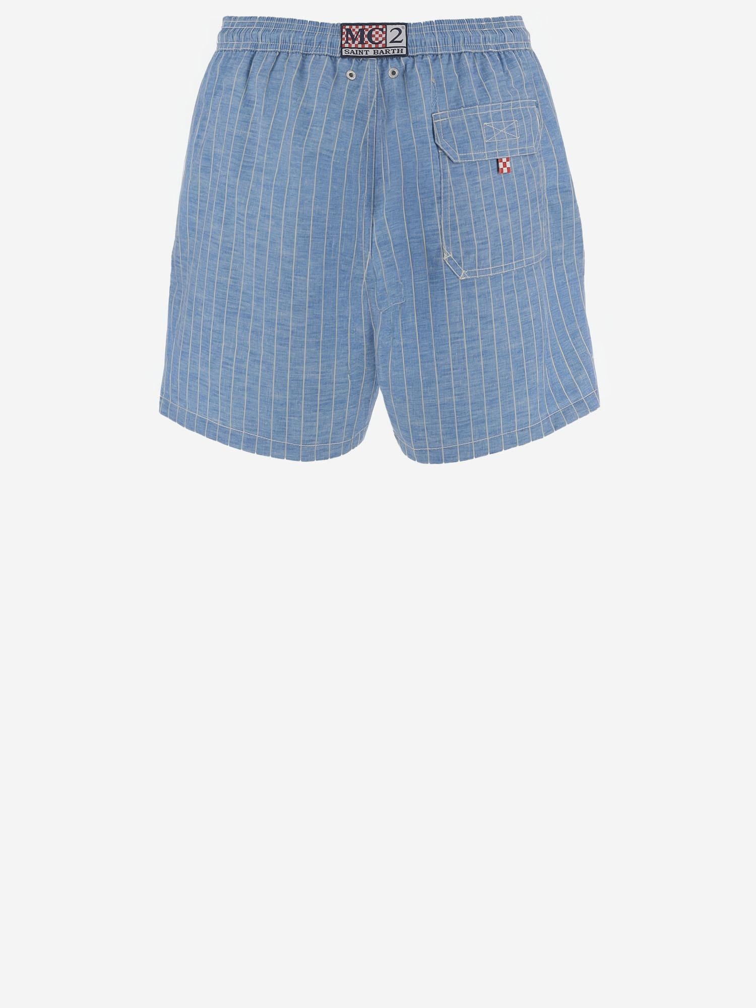 SHORTS DA BAGNO IN NYLON CON MOTIVO A RIGHE SYR0001 00489L MC2 SAINT BARTH 