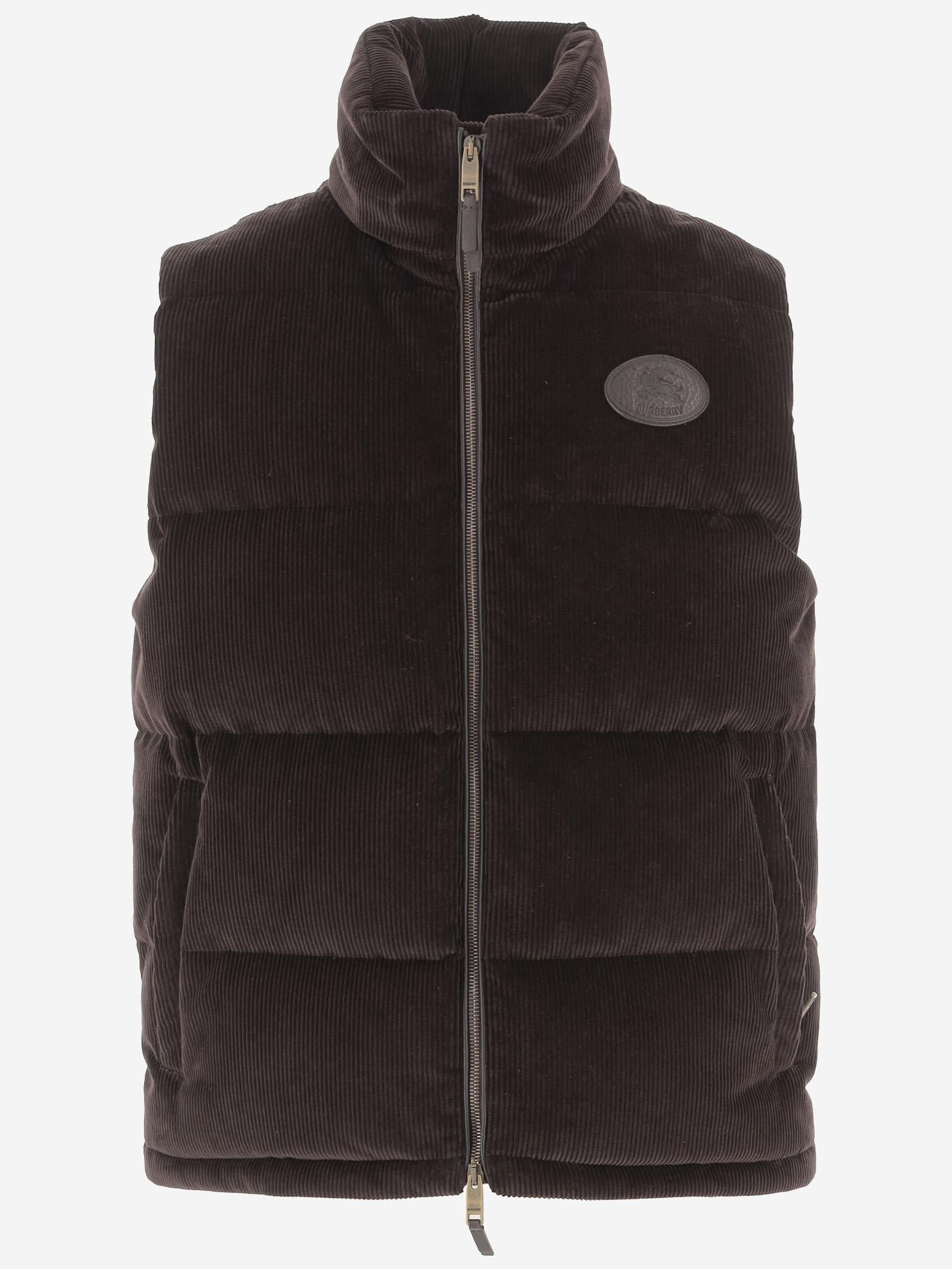 GILET IMBOTTITO IN COTONE CON LOGO 8115568 CLOVE BROWN BURBERRY 