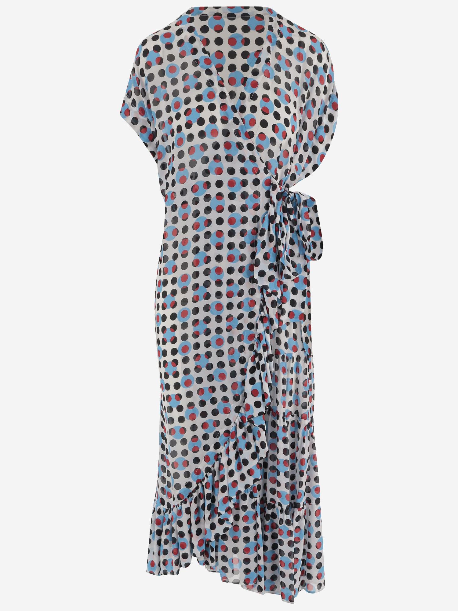 ABITO IN CUPRO A PORTAFOGLIO CON STAMPA A POIS 011062 3016505 DRIES VAN NOTEN 