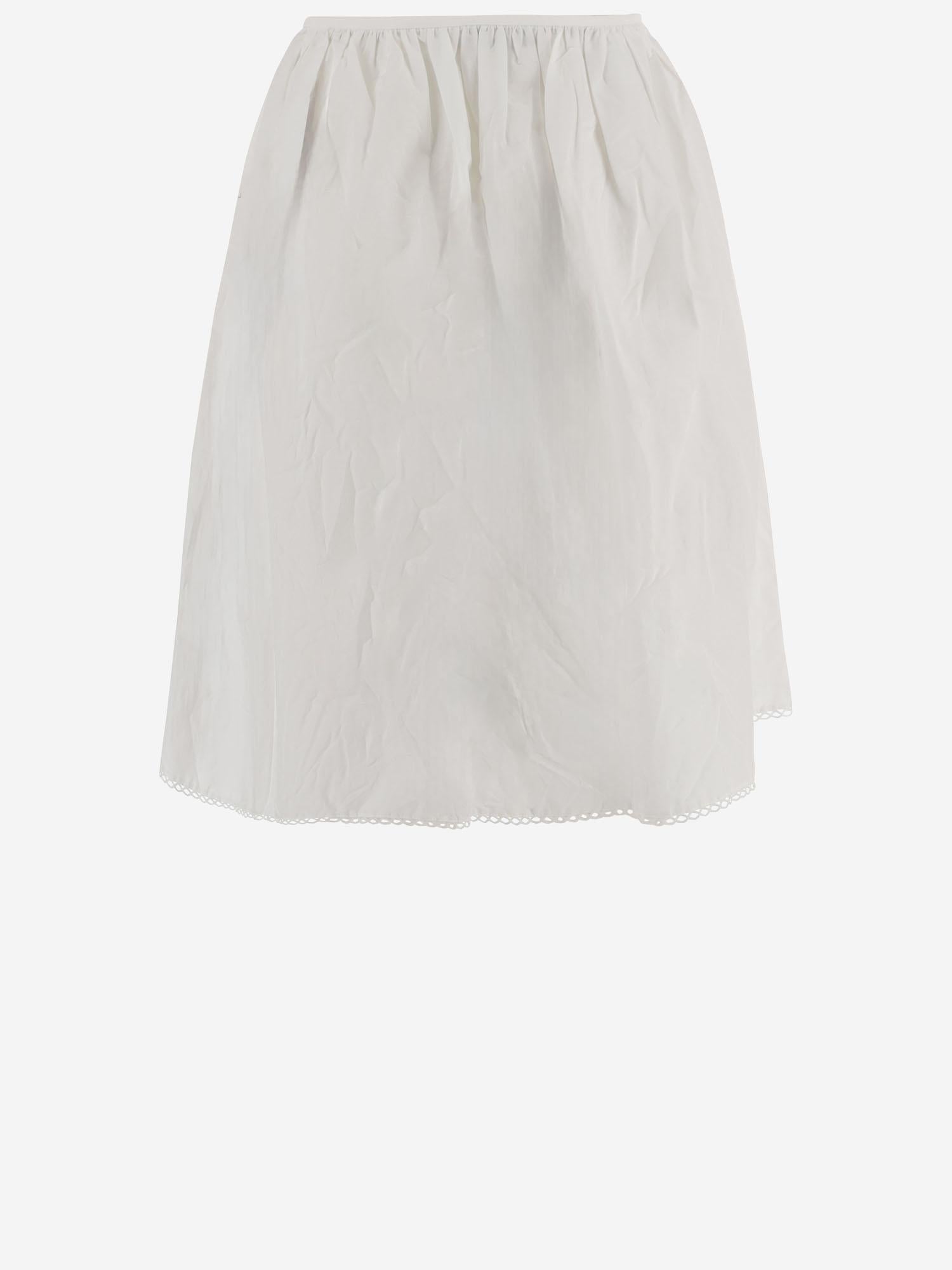 GONNA IN COTONE E LINO CON TASCHE FRONTALI MG2592 163MF0009 MIU MIU 