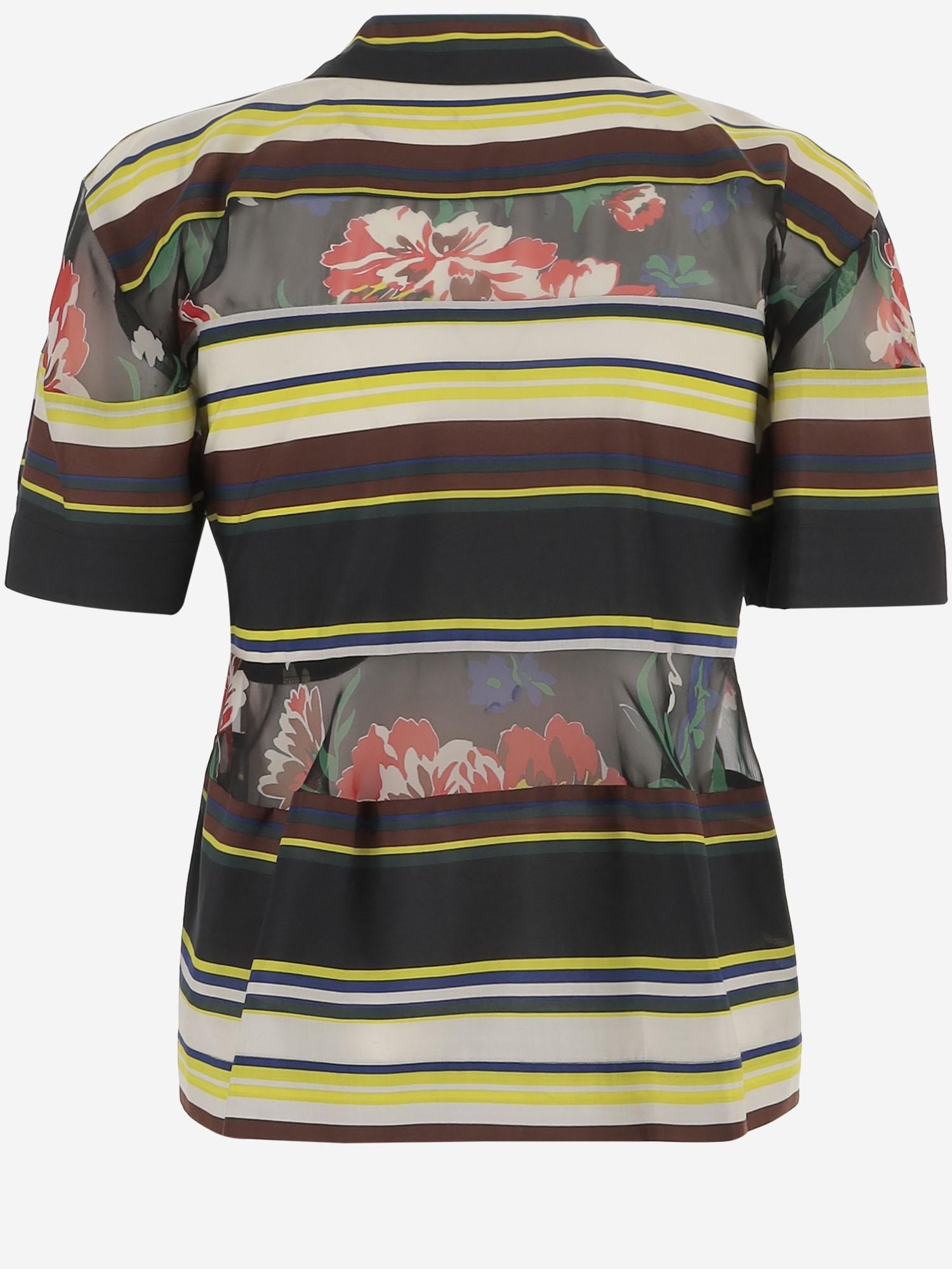 CAMICIA IN NYLON A RIGHE CON DETTAGLI TRASPARENTI 2608526 020 SACAI 