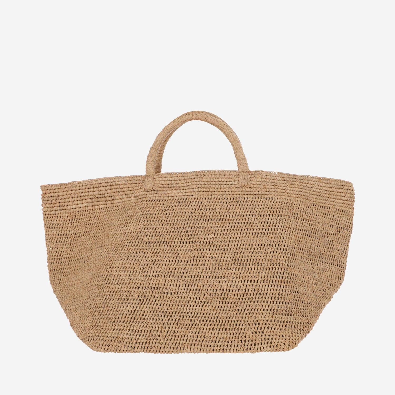 BORSA TOTE MEDIA VANILLA IN RAFIA VANILLA TEA IBELIV 