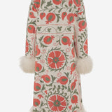 Cappotto suzani con pelliccia di pecora DB13232 WHITE ZAZI 