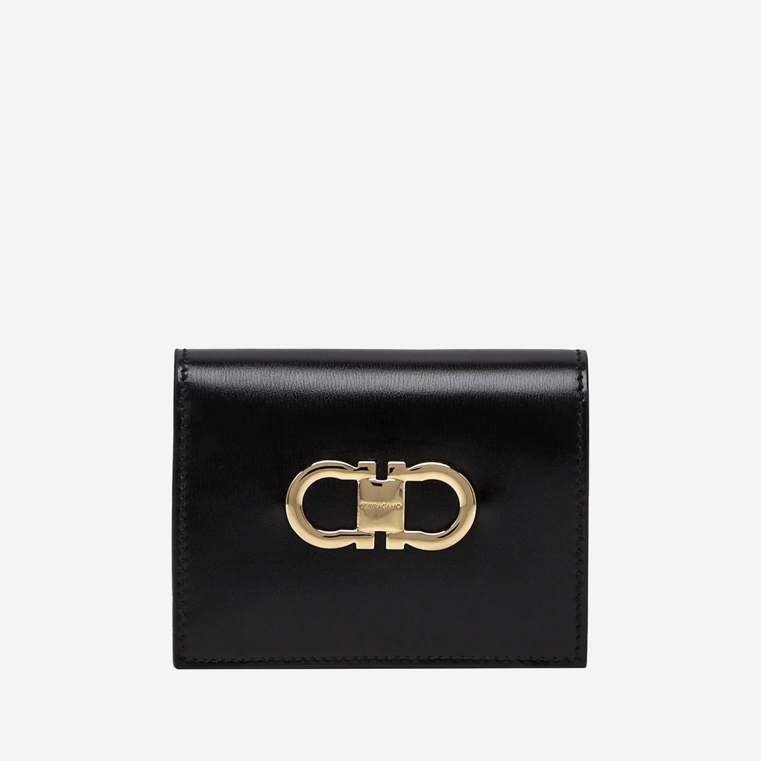 PORTAFOGLIO COMPATTO GANCINI 220627 001NEROFLAMERED SALVATORE FERRAGAMO 