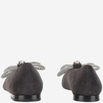 Ballerine pelle scamosciata con doppio fiocco S094510 SUEBLK MACH & MACH 