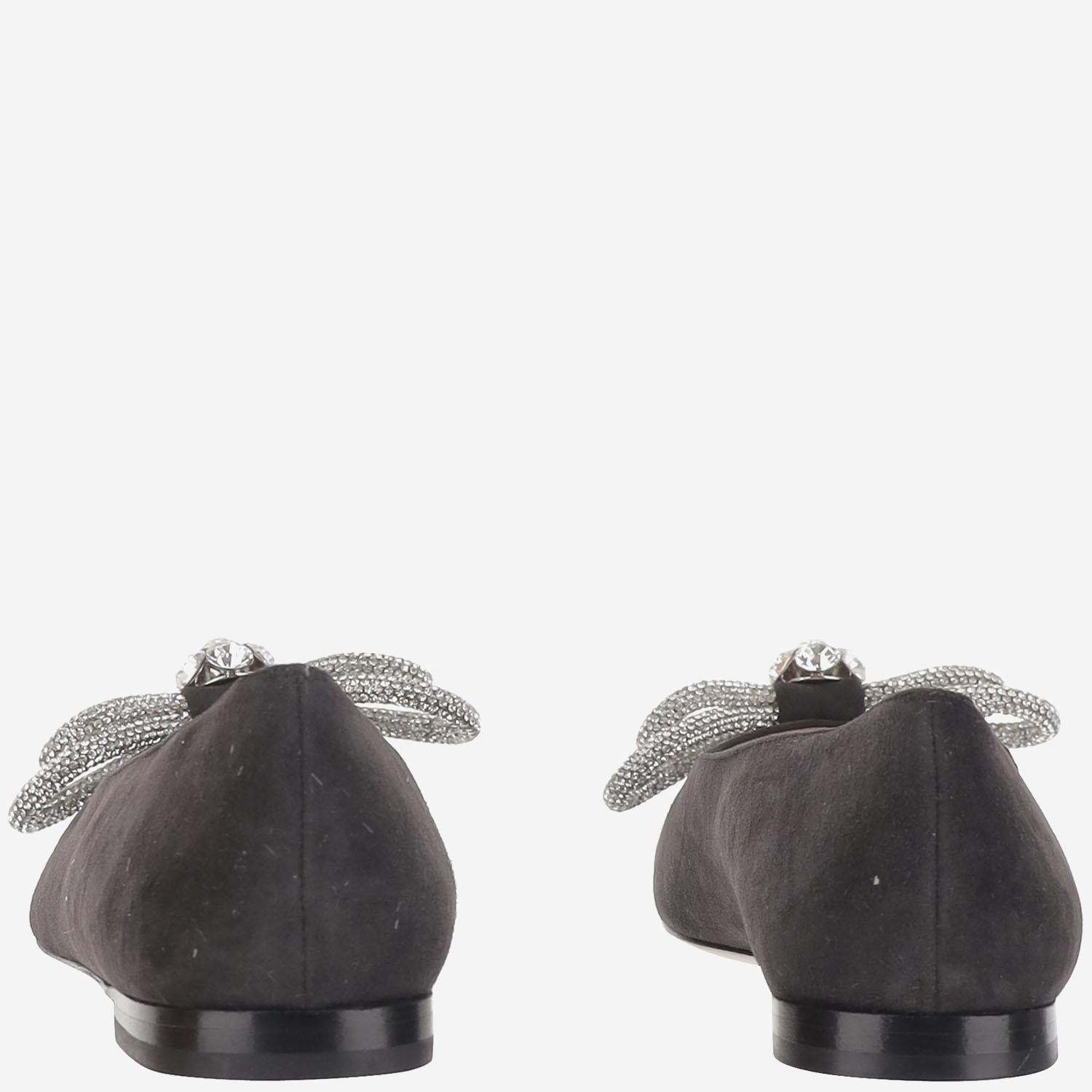 Ballerine pelle scamosciata con doppio fiocco S094510 SUEBLK MACH & MACH 