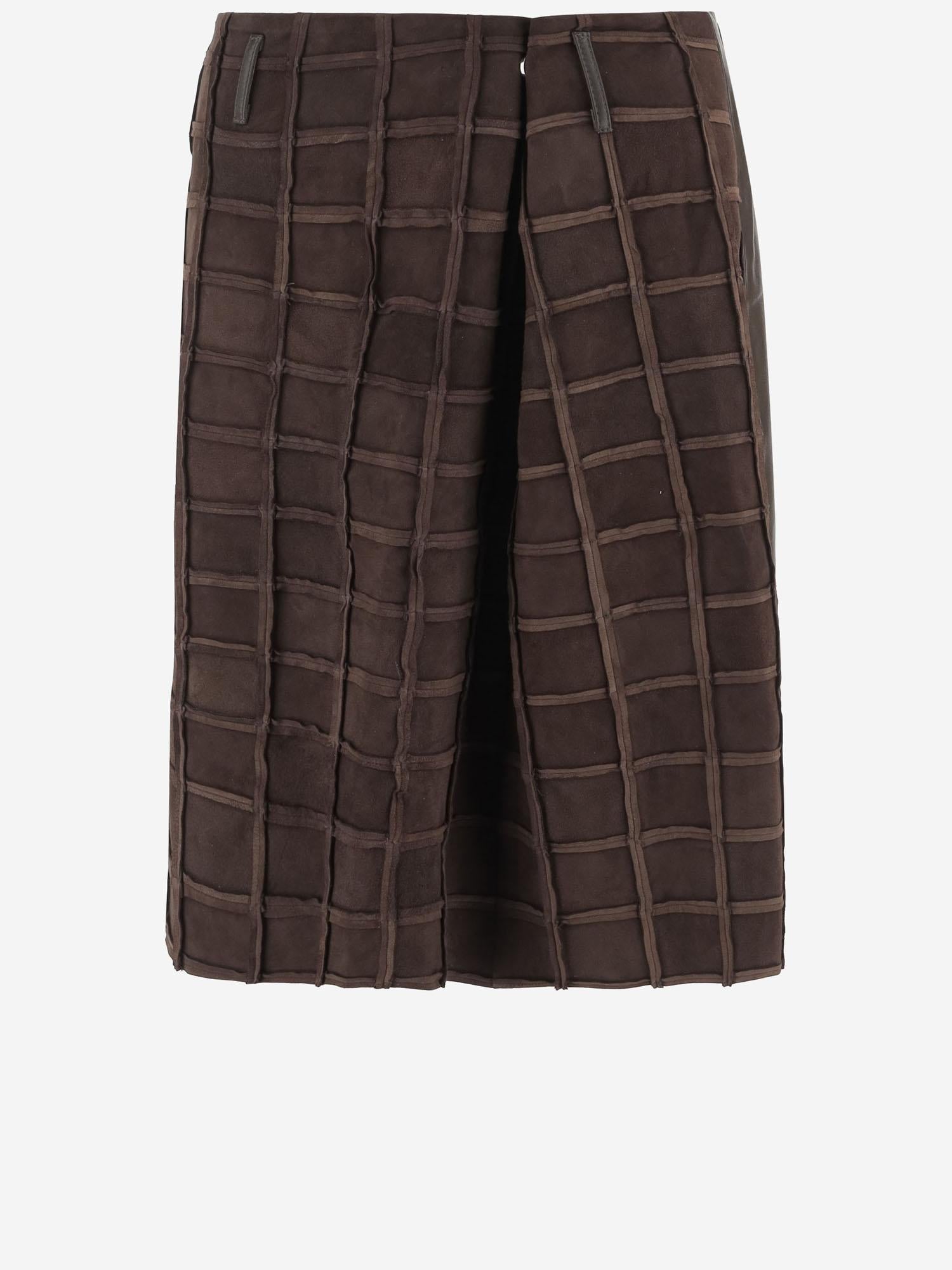 GONNA IN PELLE CON MOTIVO QUADRATO S010 LEASQBROWN NICCOLO PASQUALETTI 