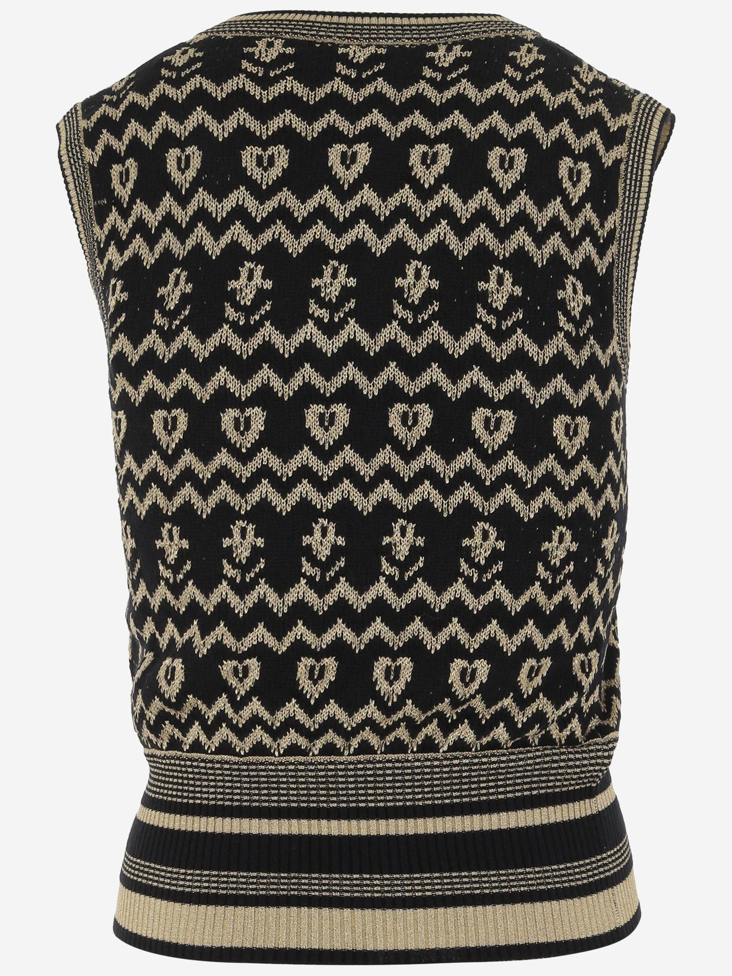 TOP IN MISTO LANA CON MOTIVO GEOMETRICO 7B3KM06C 9H0G14 VALENTINO 
