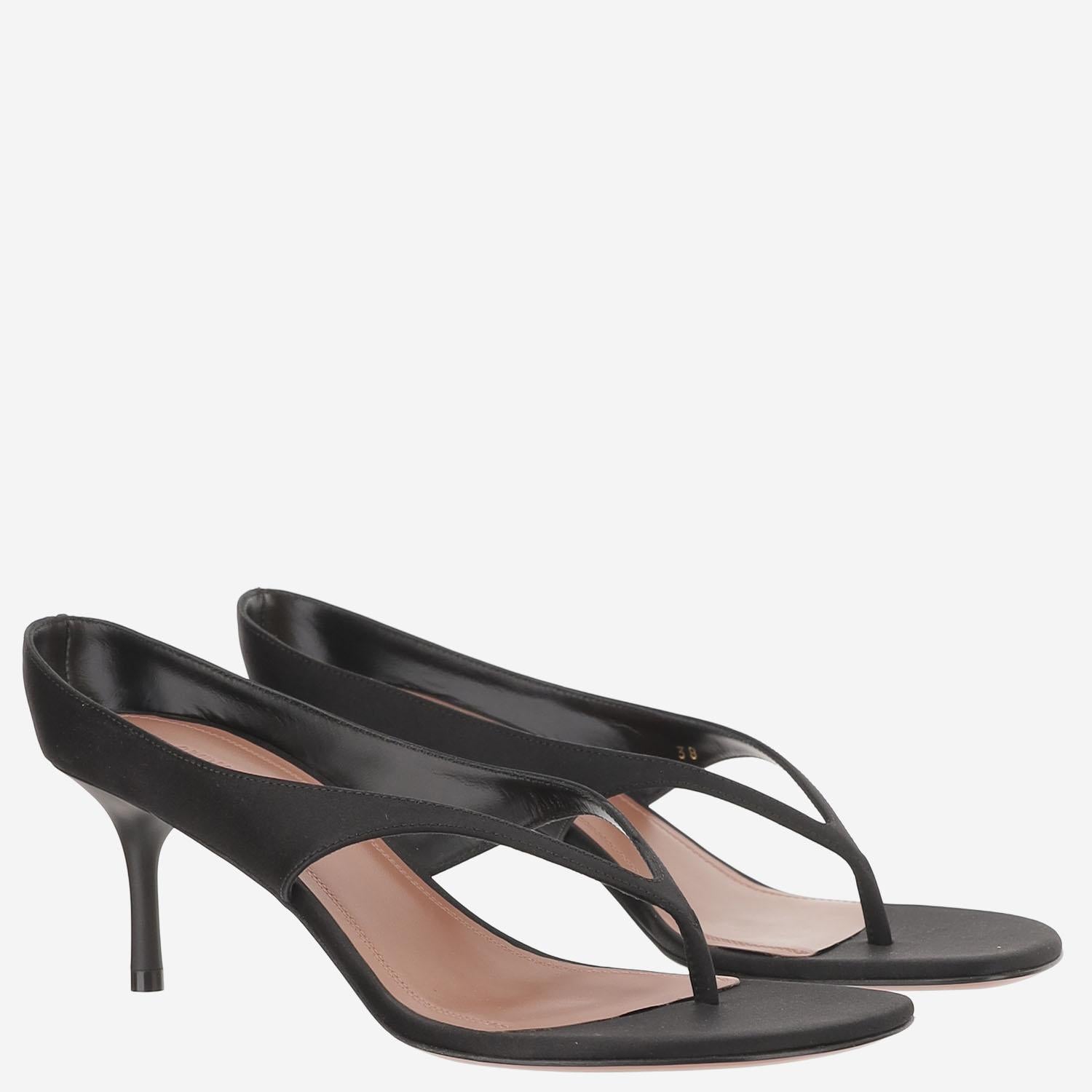 SANDALI ALEXANDRA IN RASO ALEXANDRATHONGSLIPPER 60BLACK AMINA MUADDI 