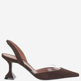 SLINGBACK LARA IN SUEDE LARASLING 70COFFEETRANSPARENT AMINA MUADDI 