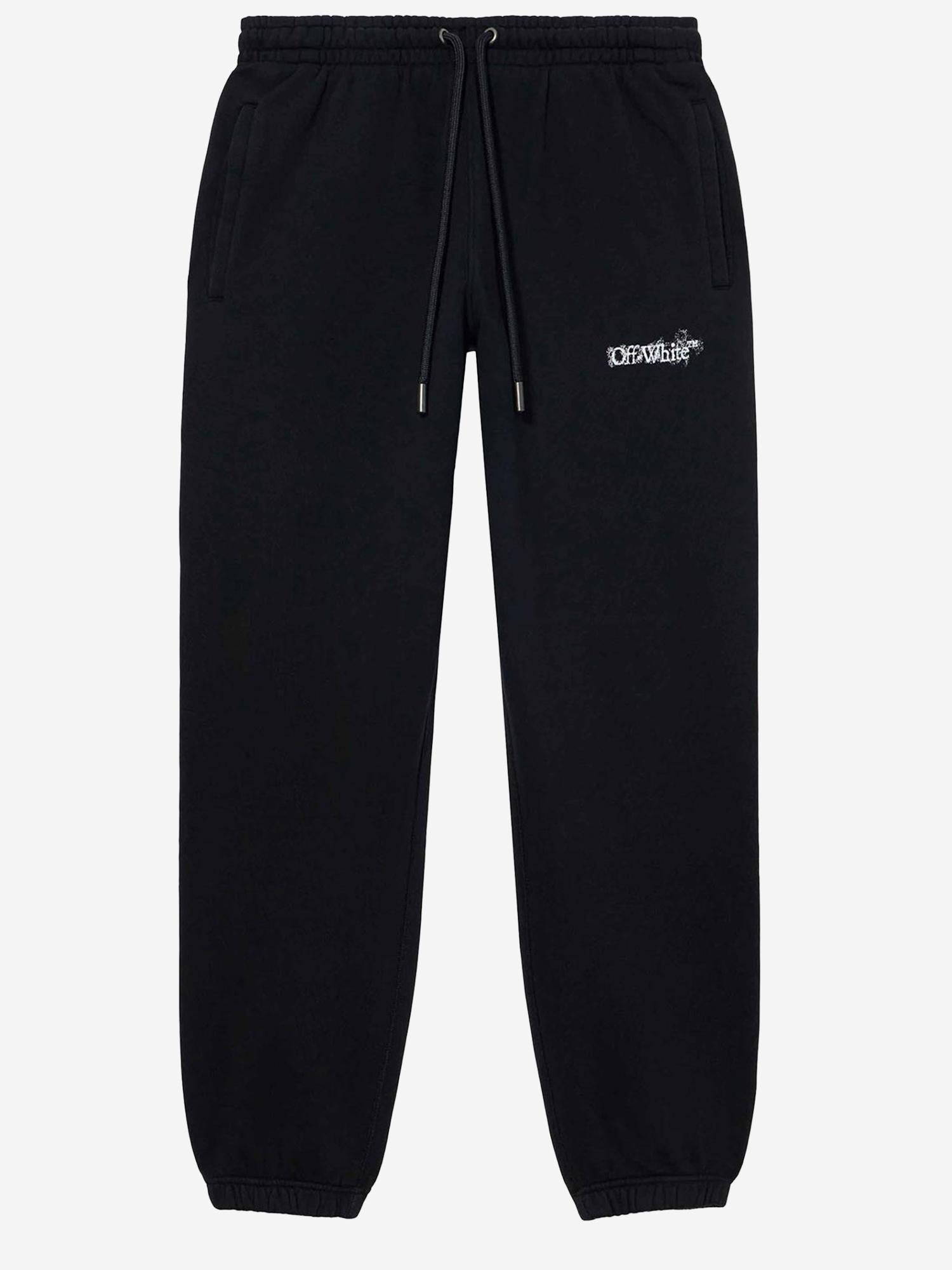 PANTALONI IN COTONE CON LOGO 44MCH057S26F003001 0001 OFF-WHITE 