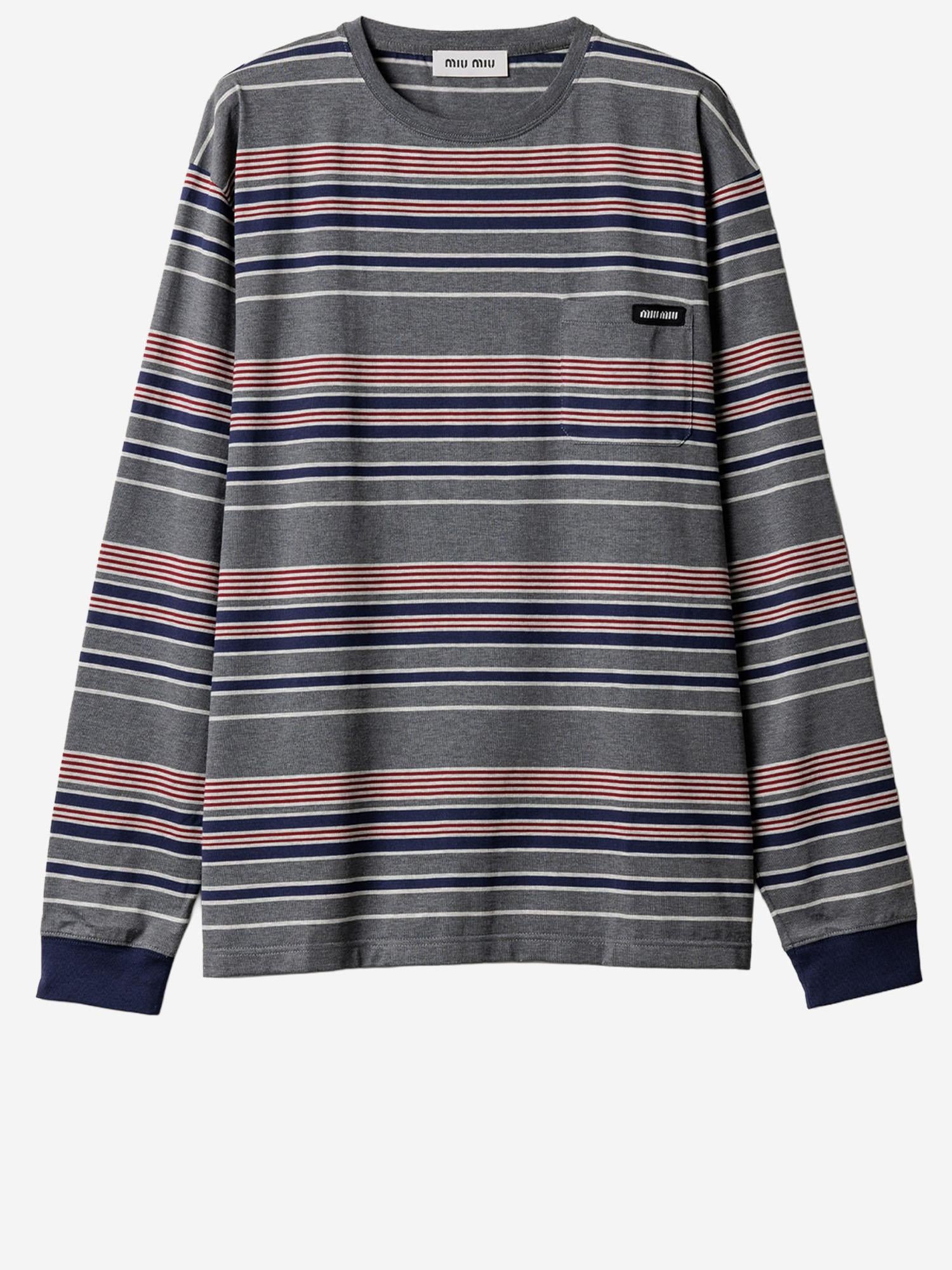 MAGLIA IN COTONE CON MOTIVO A RIGHE MJLA18 18ZVF0R3S MIU MIU 